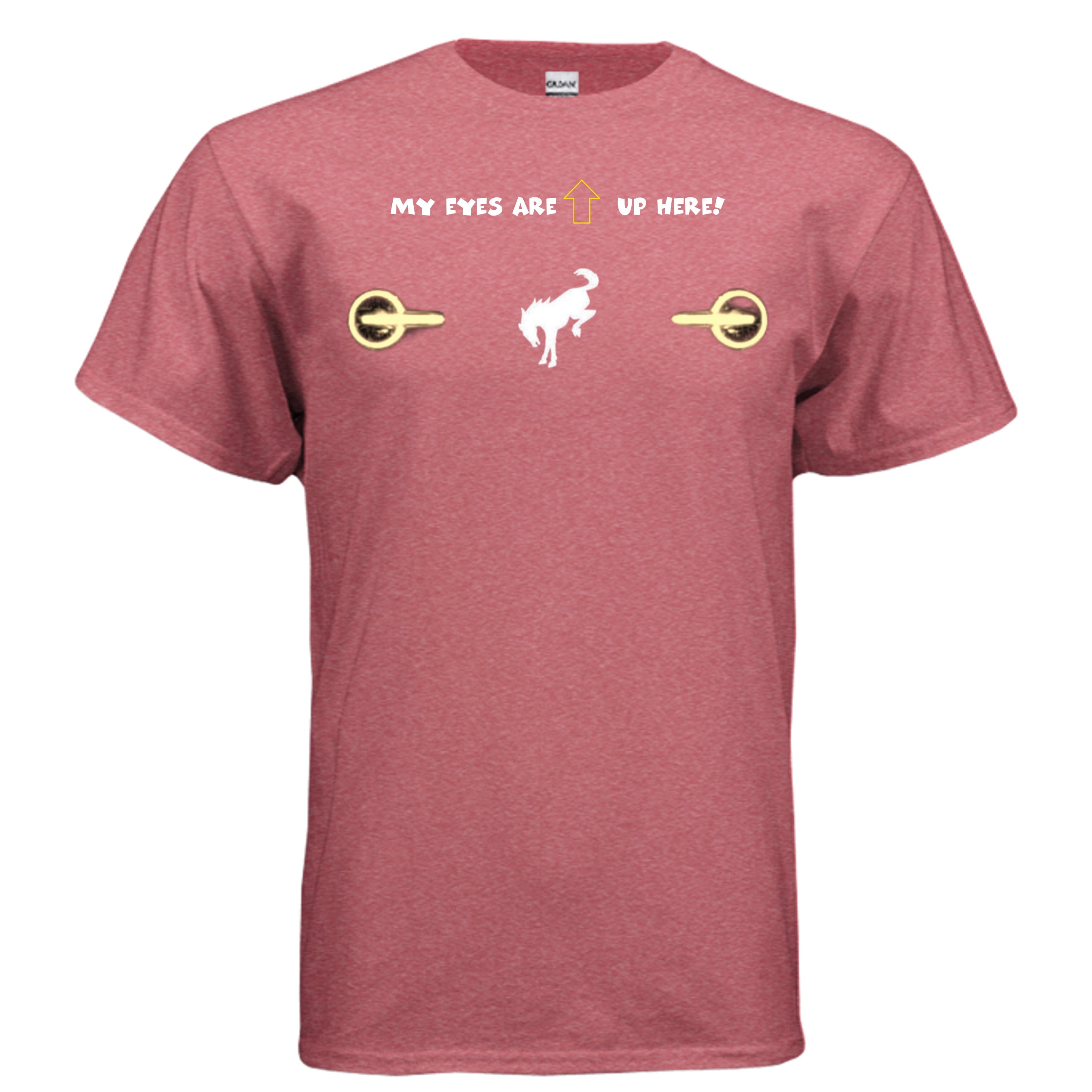 “My Eyes Are Up Here” Bronco Yellow Headlights Tee — The Ultimate Bronco Life Icebreaker T-Shirt