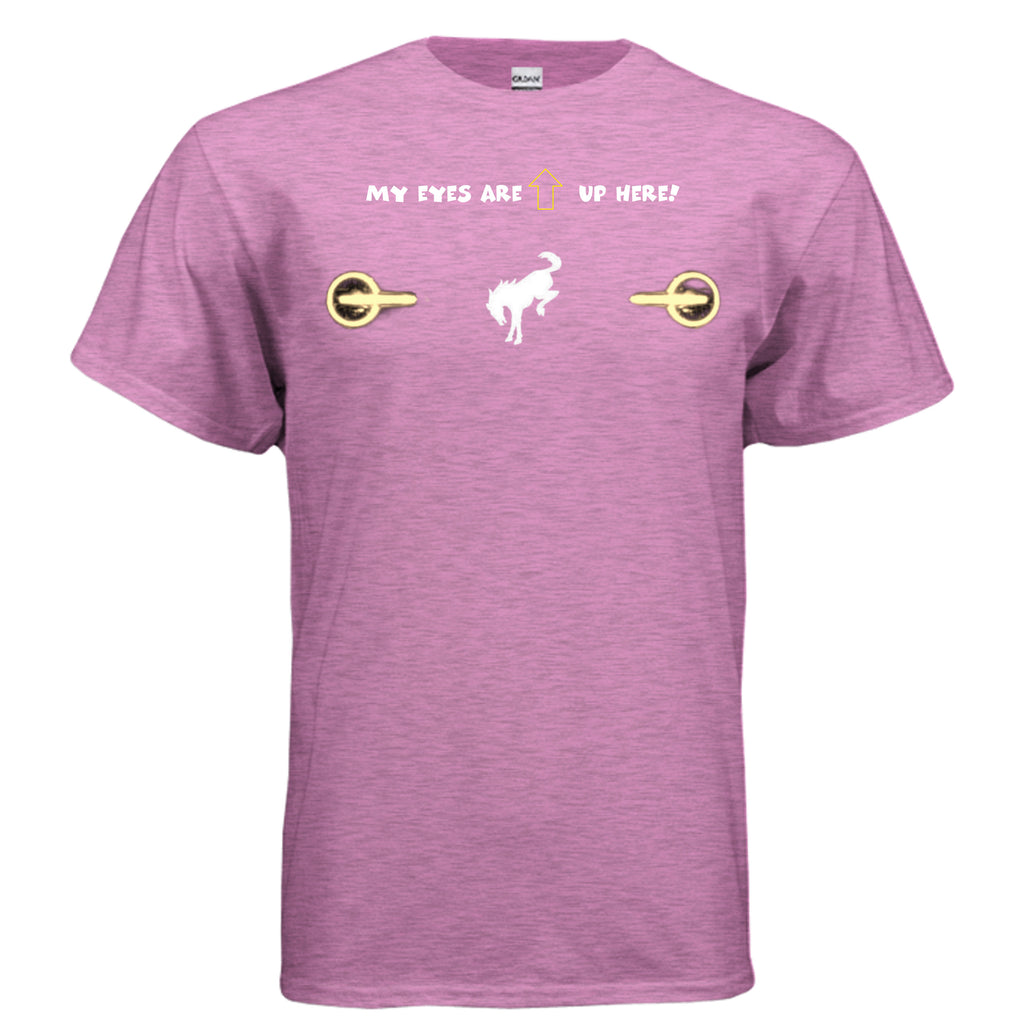 “My Eyes Are Up Here” Bronco Yellow Headlights Tee — The Ultimate Bronco Life Icebreaker T-Shirt