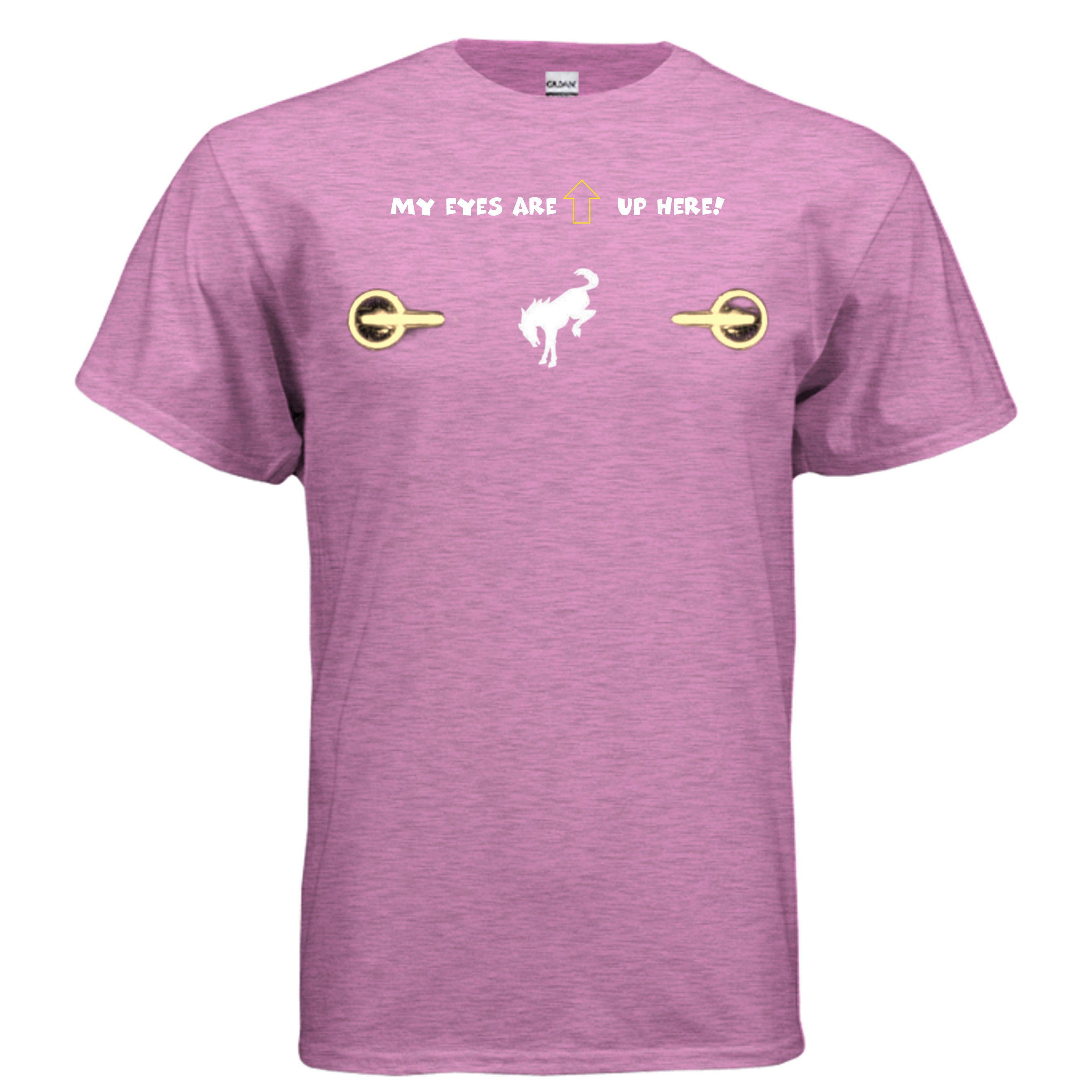 “My Eyes Are Up Here” Bronco Yellow Headlights Tee — The Ultimate Bronco Life Icebreaker T-Shirt