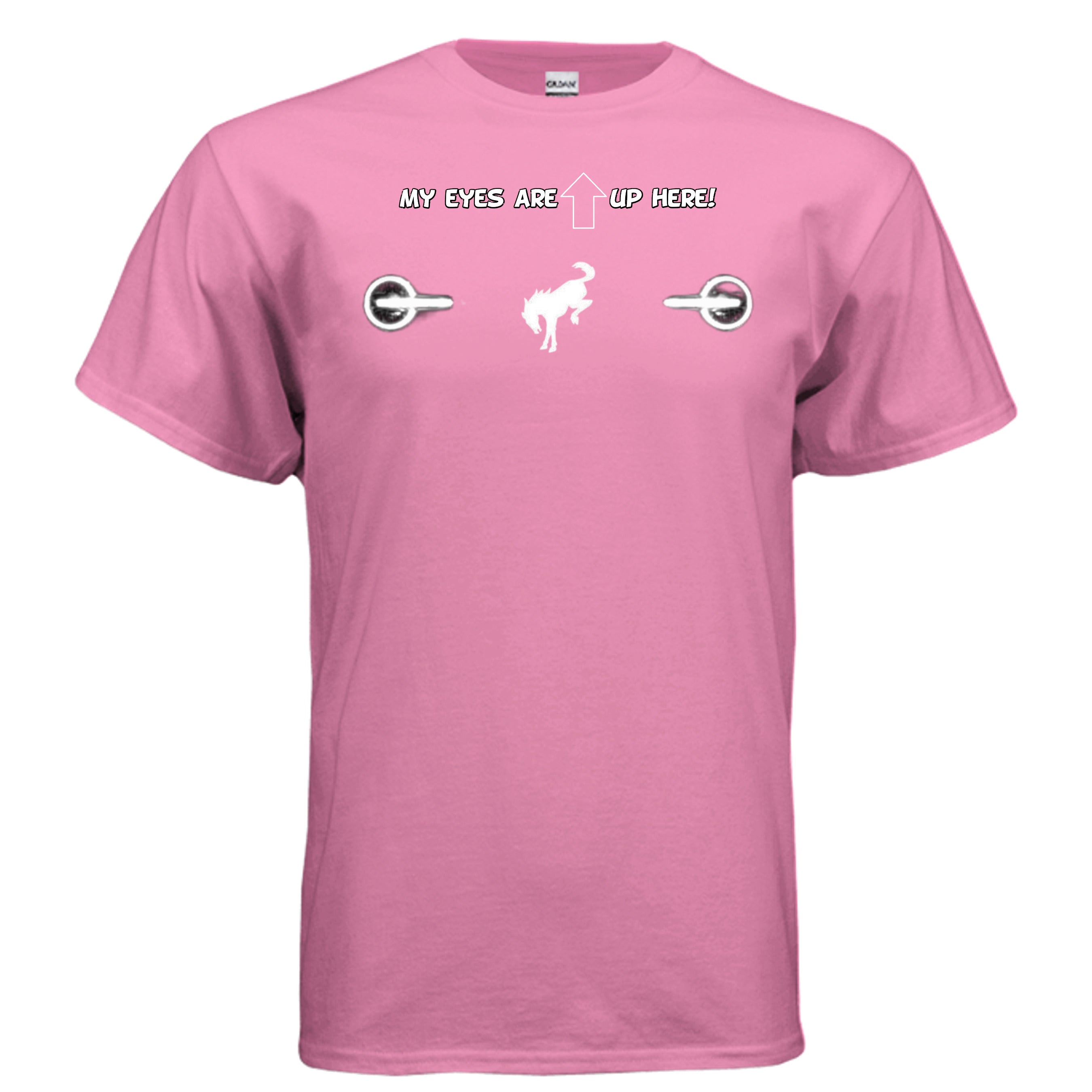 “My Eyes Are Up Here” White Bronco Headlights Tee — The Ultimate Bronco Life Icebreaker T-Shirt