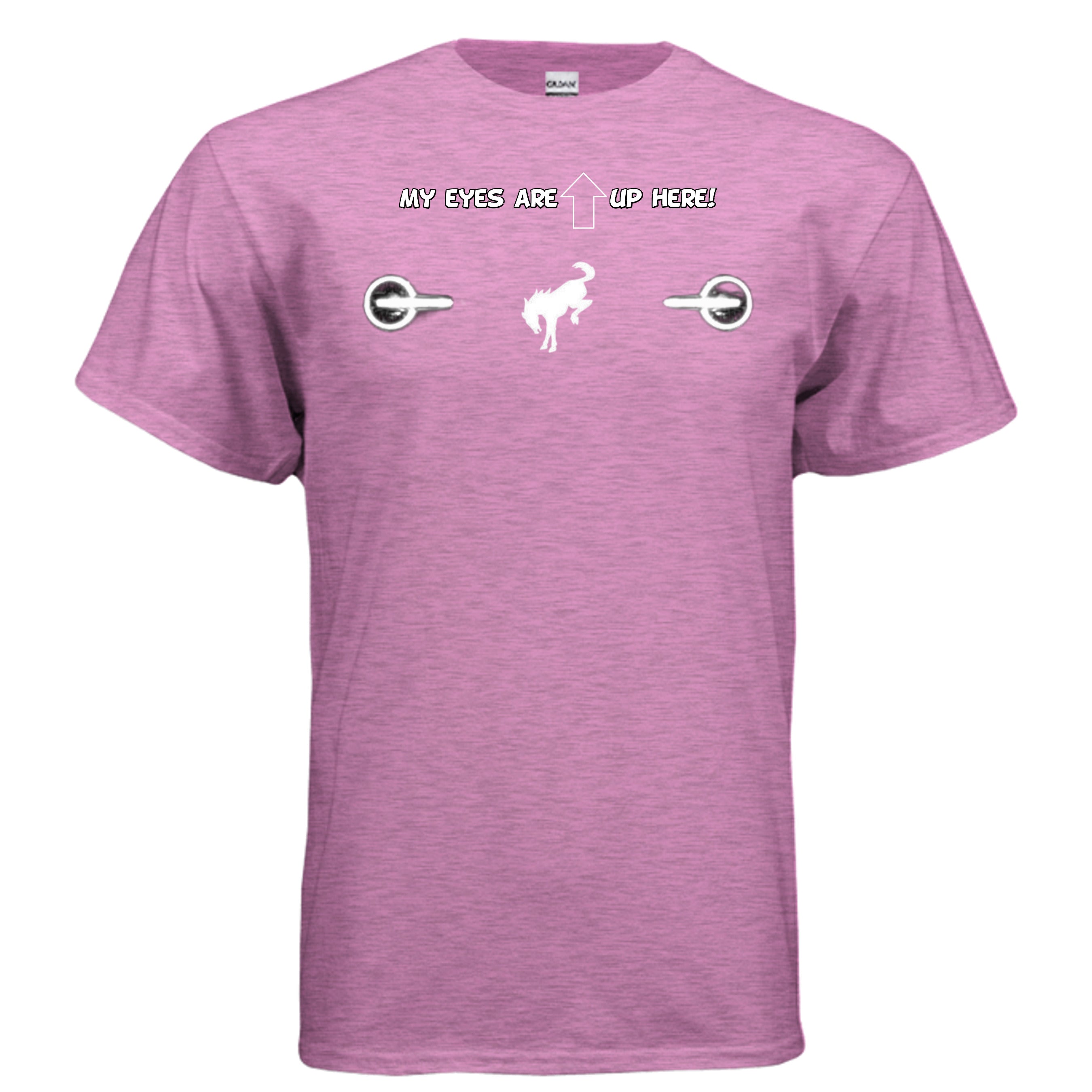 “My Eyes Are Up Here” White Bronco Headlights Tee — The Ultimate Bronco Life Icebreaker T-Shirt