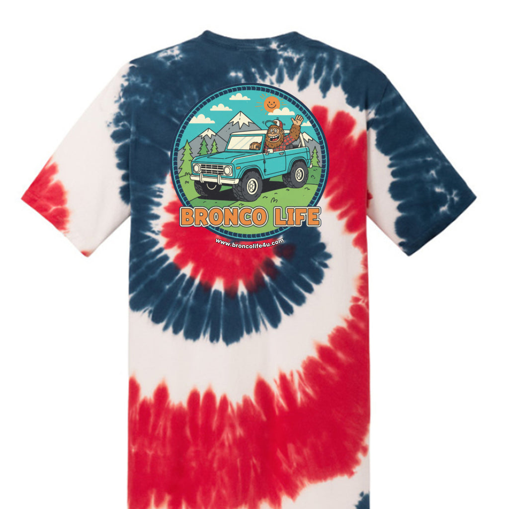 Sasquatch Off-Road Co-Pilot tie-dye Tee — The Legendary Bronco Adventure Edition T-Shirt