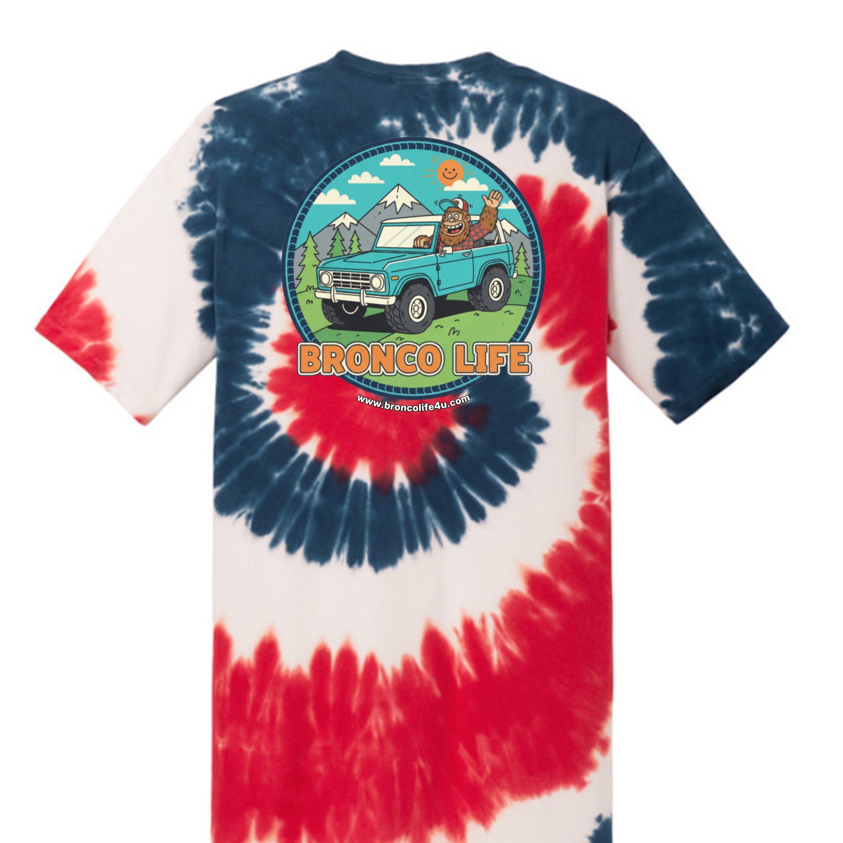 Sasquatch Off-Road Co-Pilot tie-dye Tee — The Legendary Bronco Adventure Edition T-Shirt