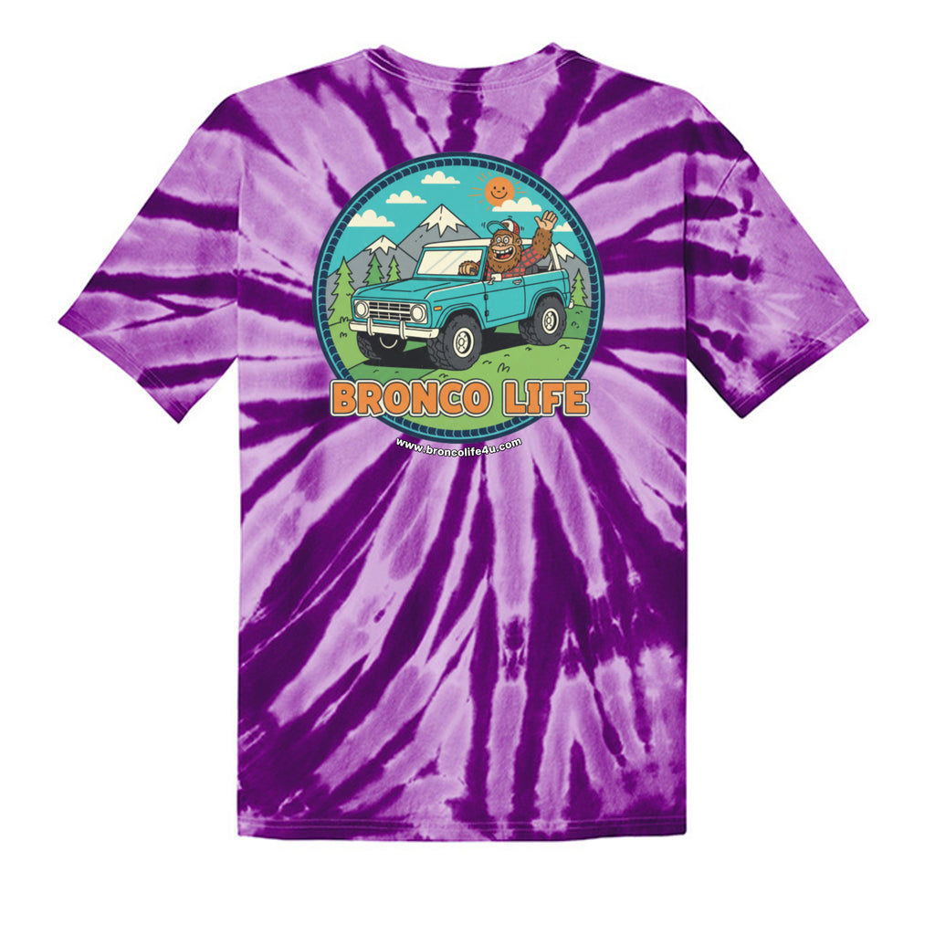 Sasquatch Off-Road Co-Pilot tie-dye Tee — The Legendary Bronco Adventure Edition T-Shirt