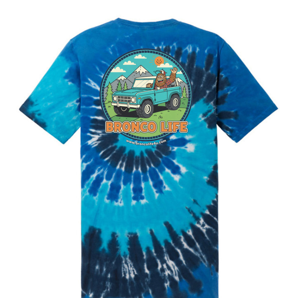 Sasquatch Off-Road Co-Pilot tie-dye Tee — The Legendary Bronco Adventure Edition T-Shirt