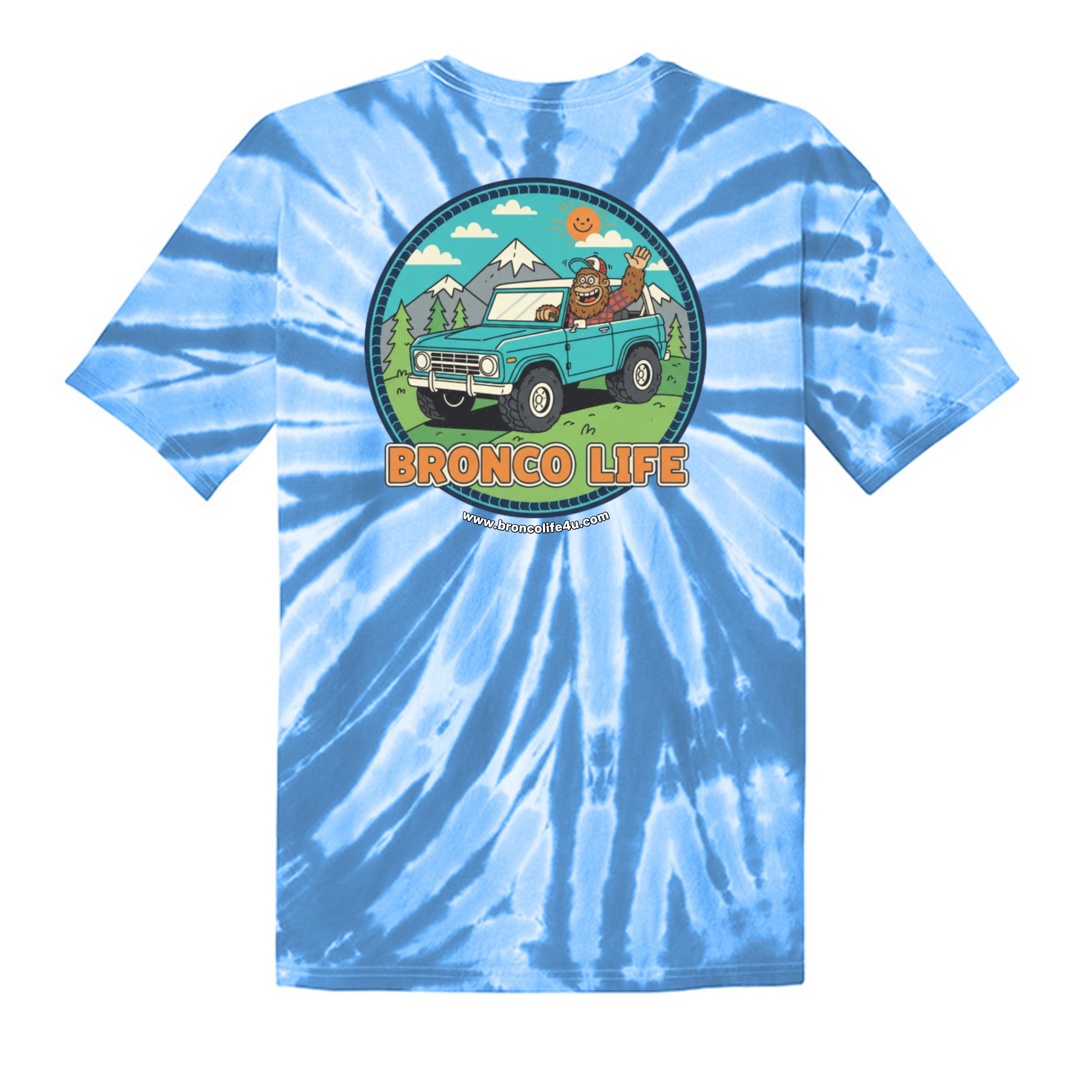 Sasquatch Off-Road Co-Pilot tie-dye Tee — The Legendary Bronco Adventure Edition T-Shirt