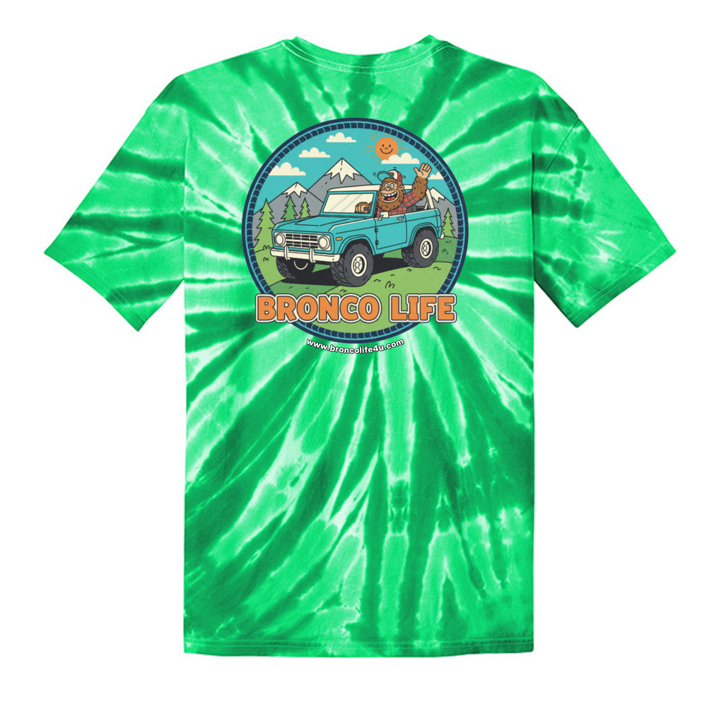 Sasquatch Off-Road Co-Pilot tie-dye Tee — The Legendary Bronco Adventure Edition T-Shirt