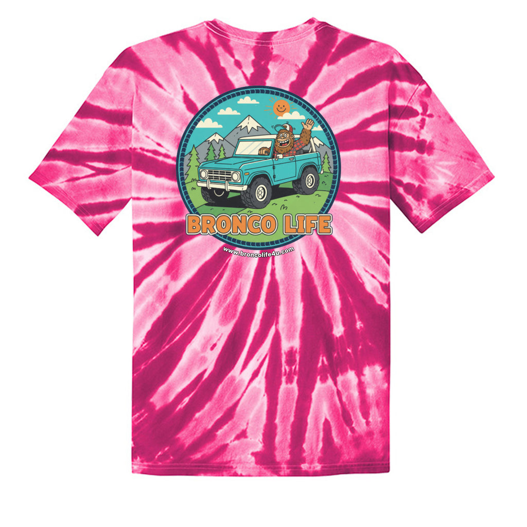 Sasquatch Off-Road Co-Pilot tie-dye Tee — The Legendary Bronco Adventure Edition T-Shirt