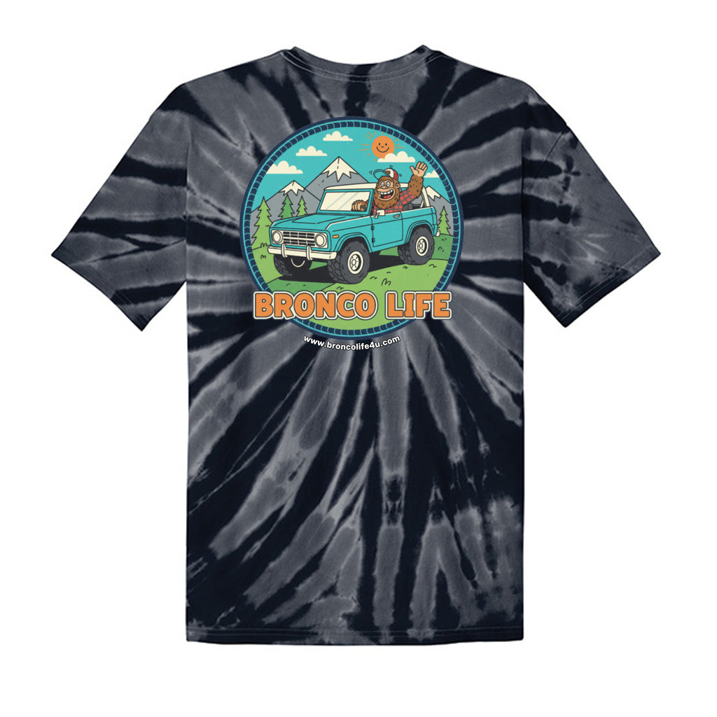 Sasquatch Off-Road Co-Pilot tie-dye Tee — The Legendary Bronco Adventure Edition T-Shirt