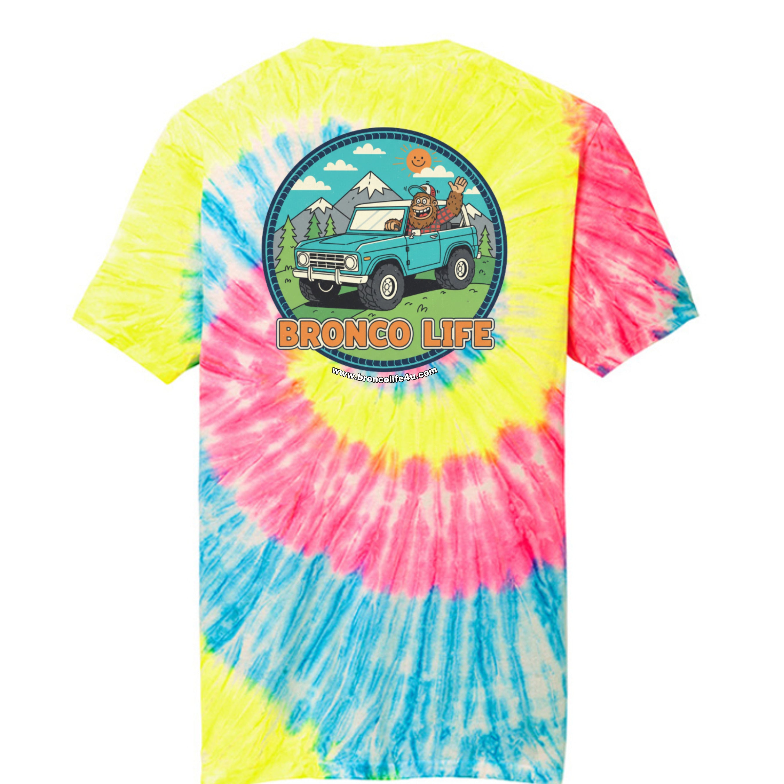 Sasquatch Off-Road Co-Pilot tie-dye Tee — The Legendary Bronco Adventure Edition T-Shirt