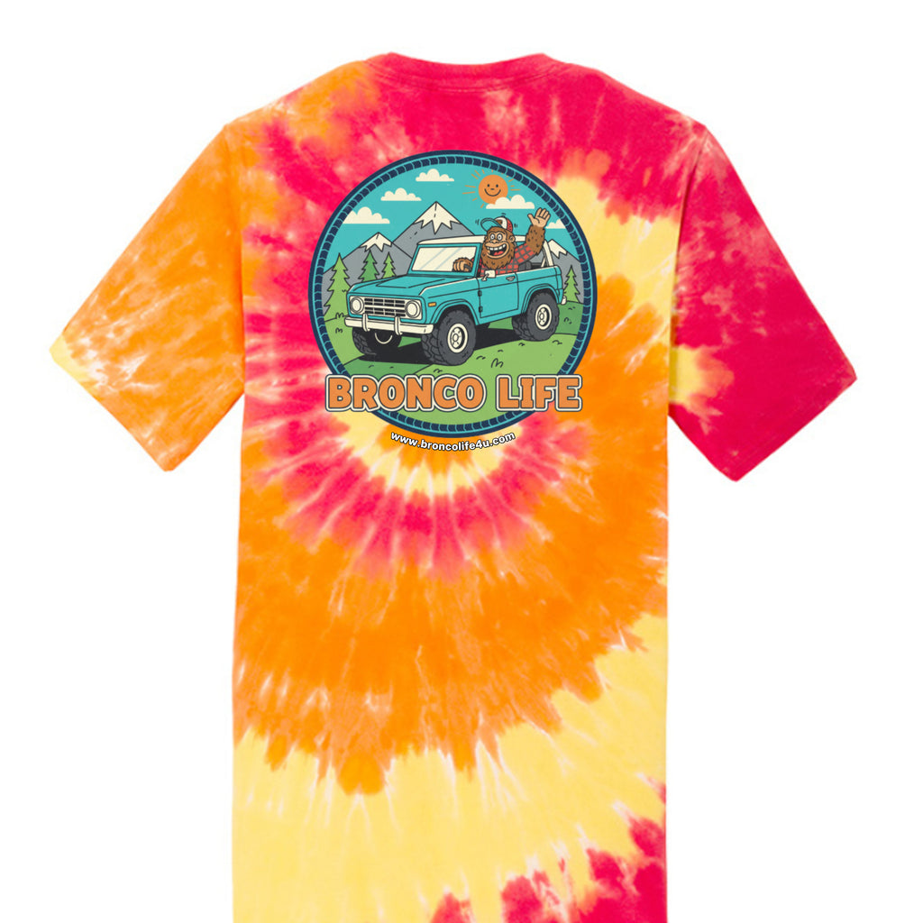Sasquatch Off-Road Co-Pilot tie-dye Tee — The Legendary Bronco Adventure Edition T-Shirt