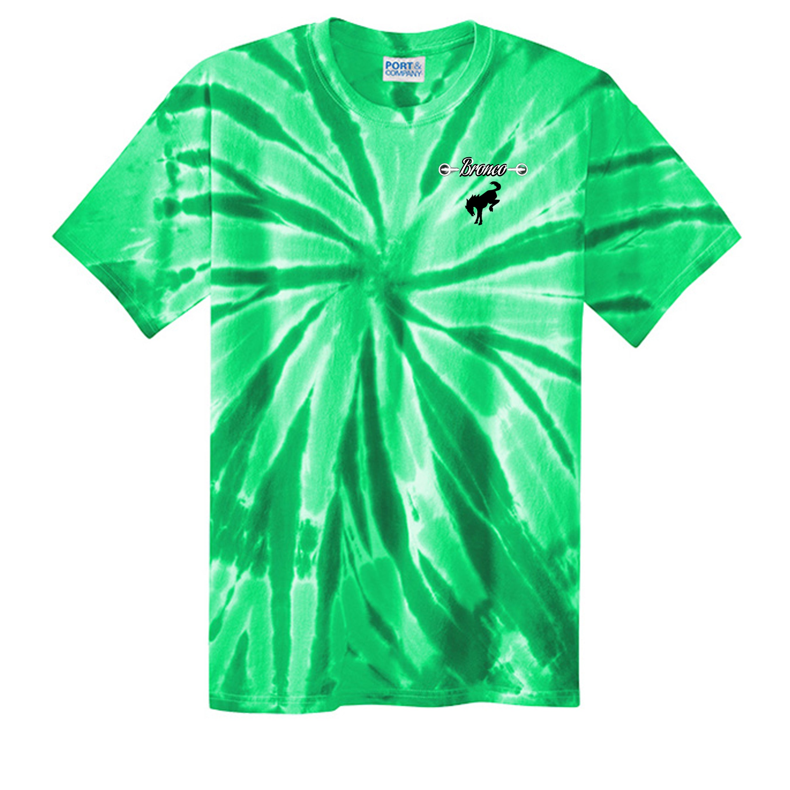 Sasquatch Off-Road Co-Pilot tie-dye Tee — The Legendary Bronco Adventure Edition Kelly T-Shirt