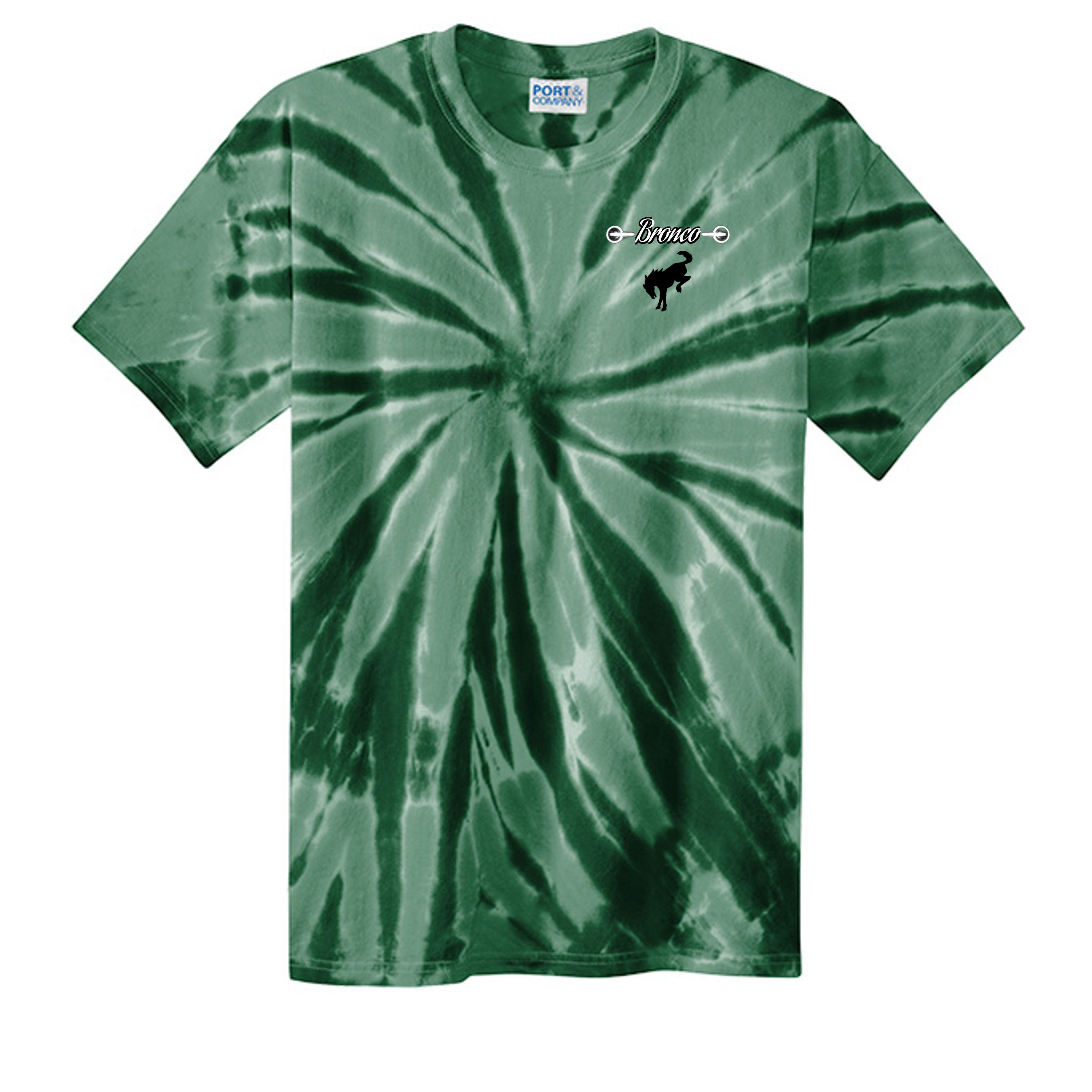 Sasquatch Off-Road Co-Pilot tie-dye Tee — The Legendary Bronco Adventure Edition Forest Green T-Shirt