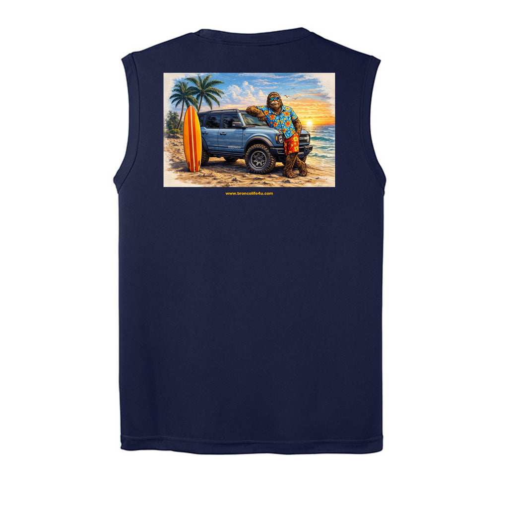 “Bronco Life: Beach Mode Activated” Sleeveless Tee – Sasquatch Surf Edition