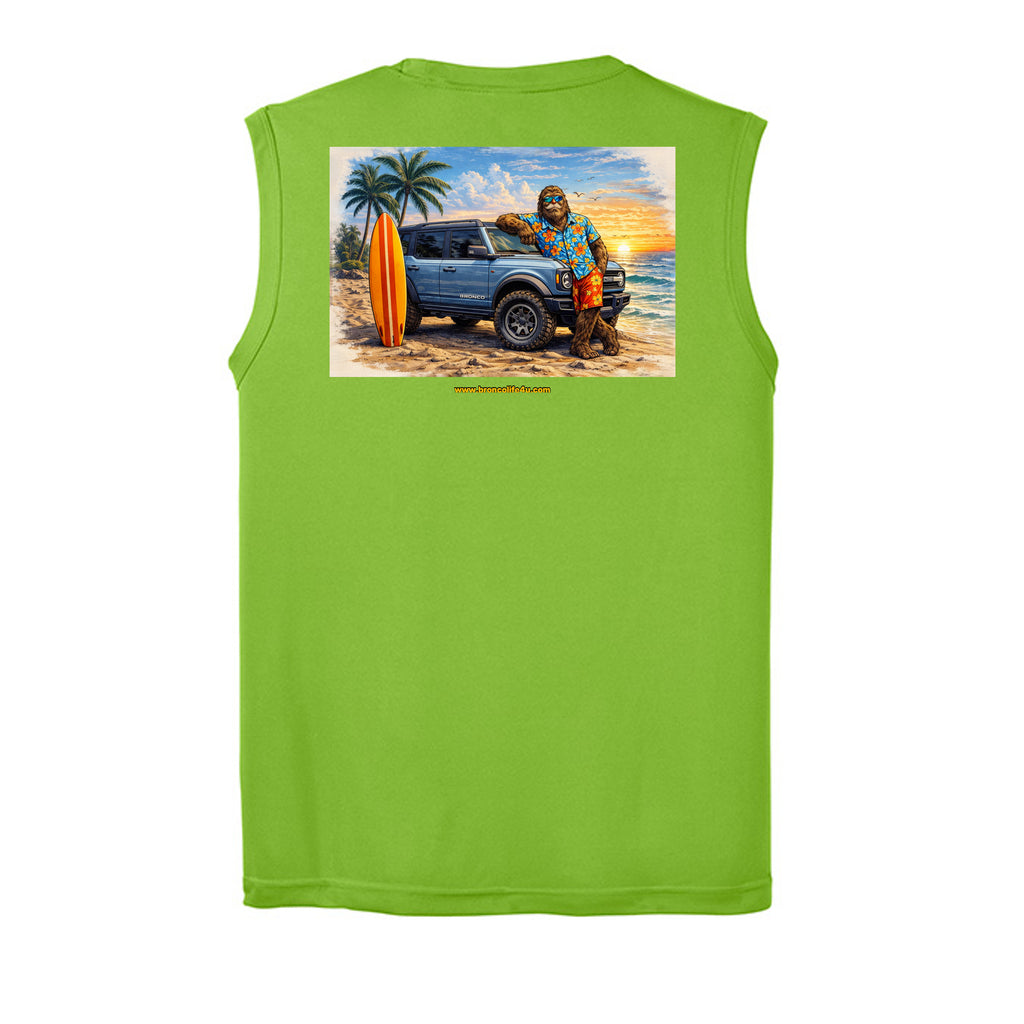 “Bronco Life: Beach Mode Activated” Sleeveless Tee – Sasquatch Surf Edition