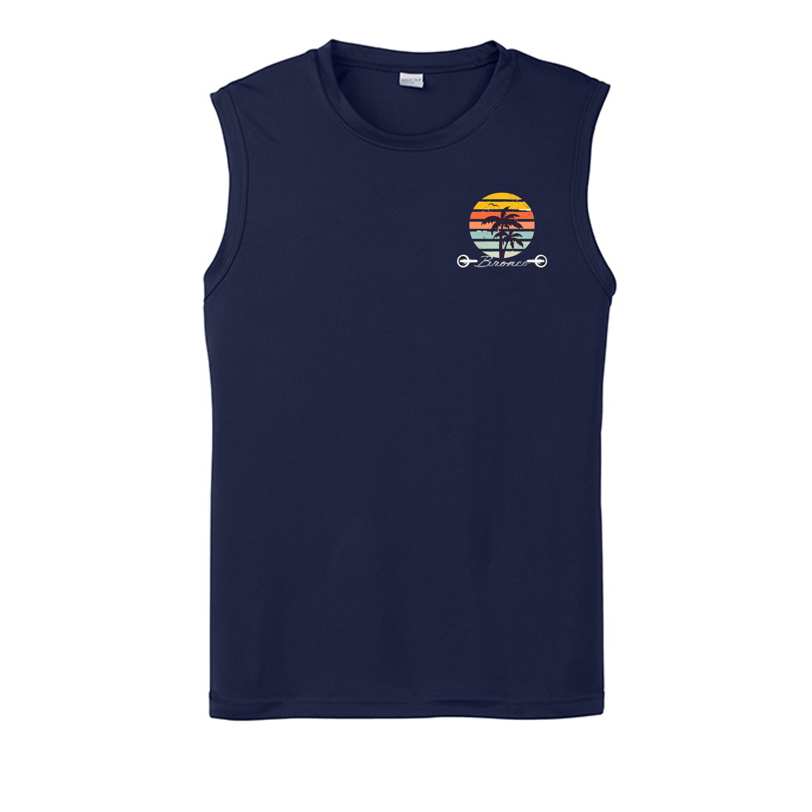 “Bronco Life: Beach Mode Activated” Sleeveless Tee – Sasquatch Surf Edition True Navy
