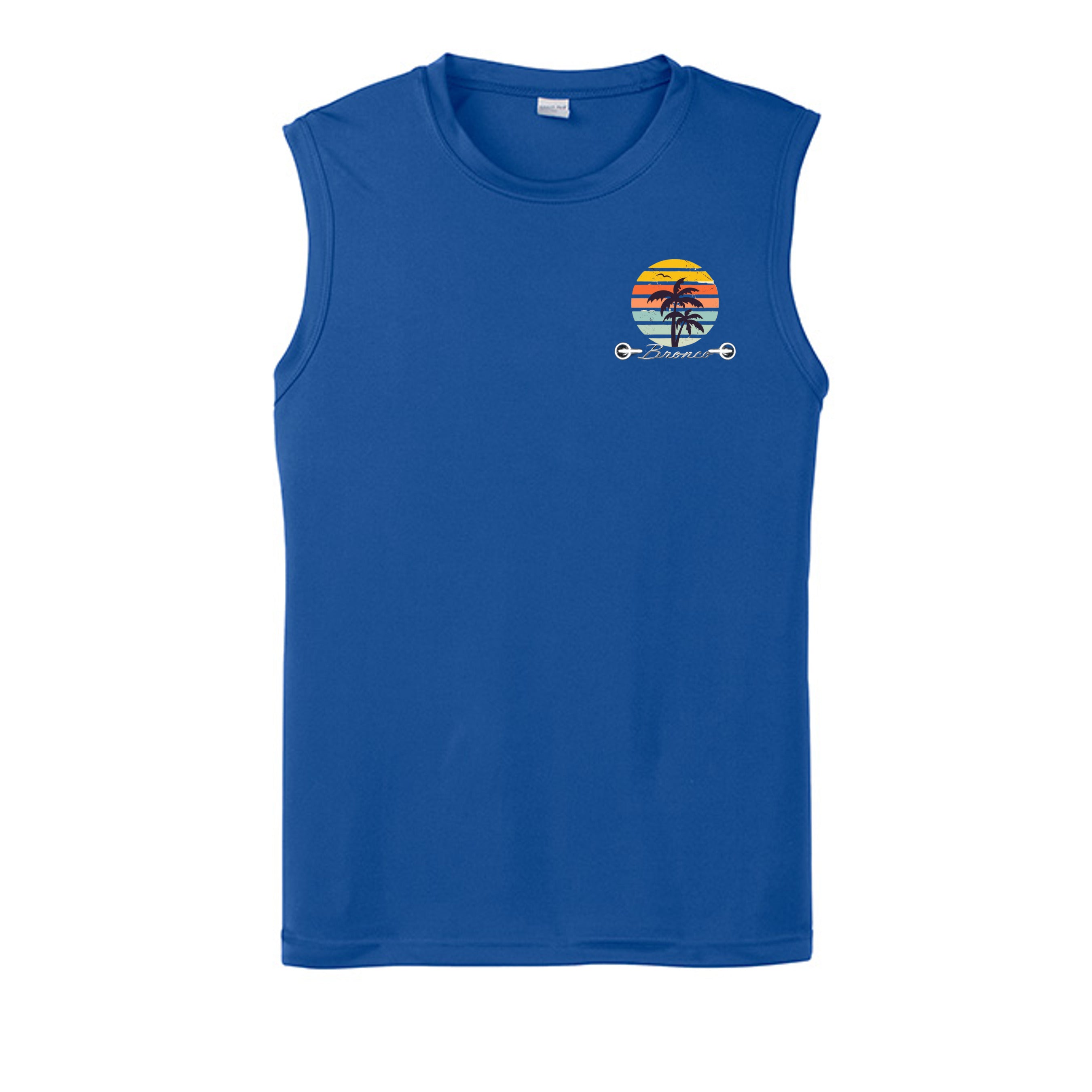 “Bronco Life: Beach Mode Activated” Sleeveless Tee – Sasquatch Surf Edition True Royal