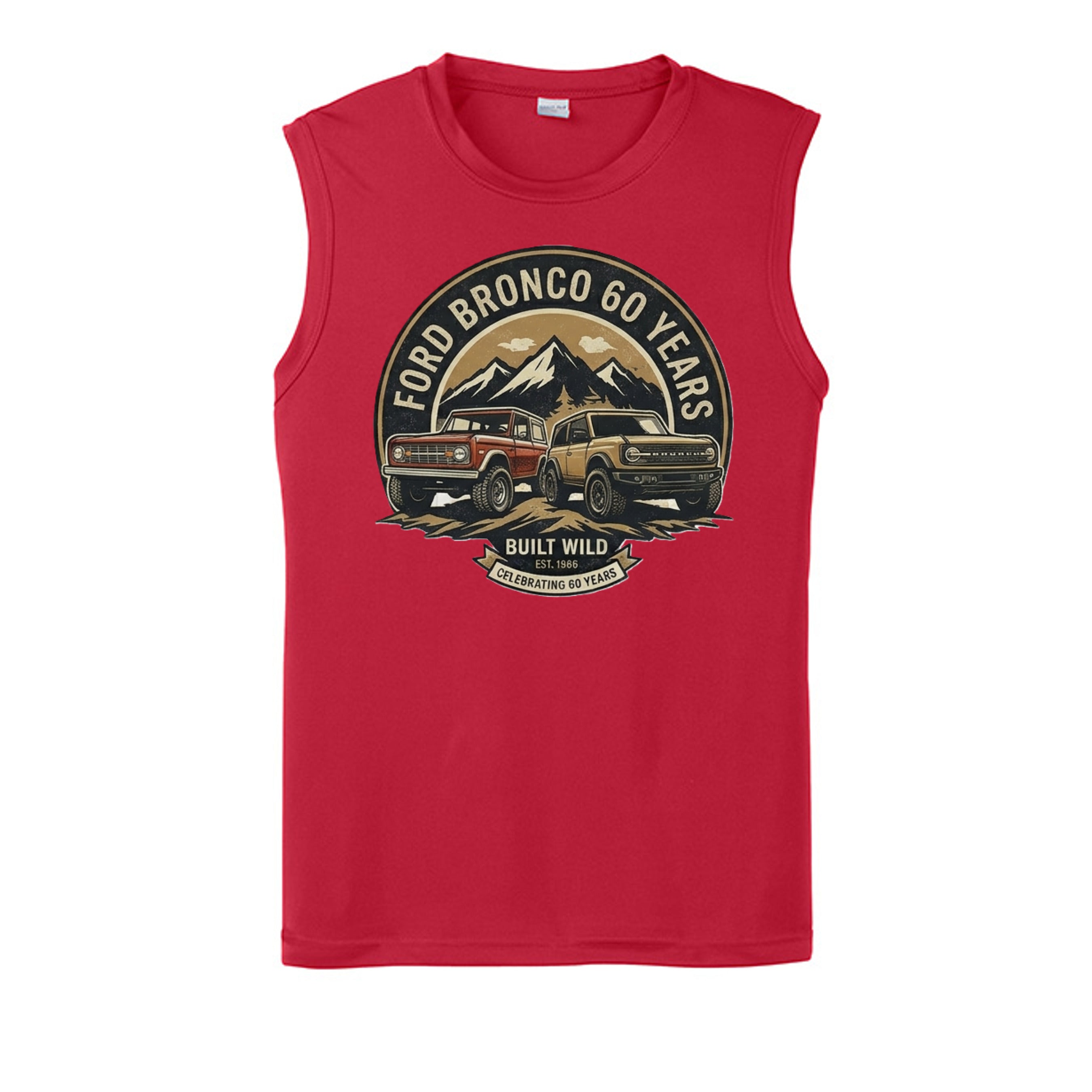 “60 Years Built Wild” Bronco Tank – OG to 6G Legacy Edition True Red Tank top
