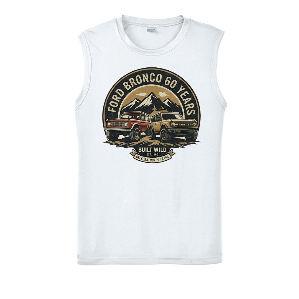 “60 Years Built Wild” Bronco Tank – OG to 6G Legacy Edition White Tank top
