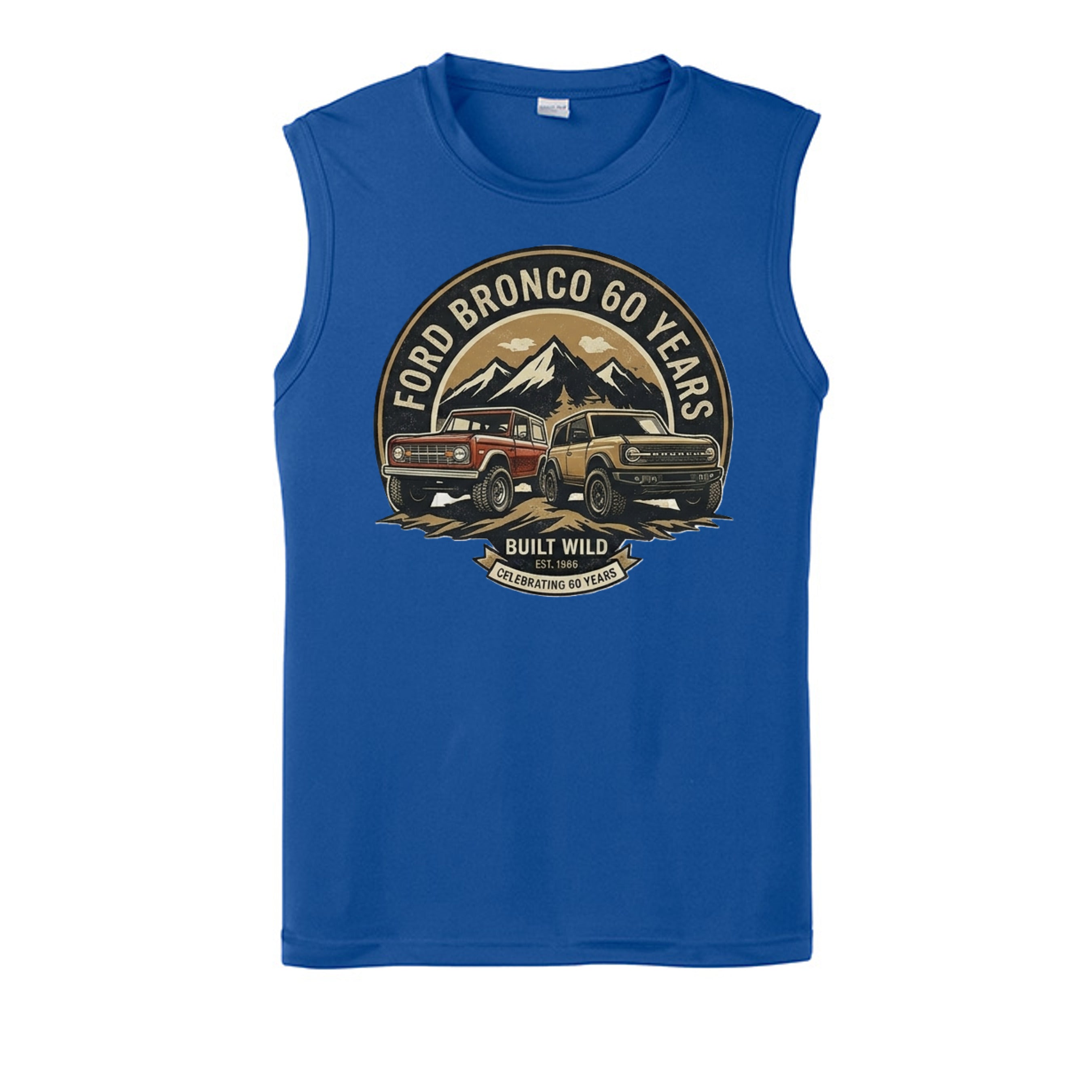 “60 Years Built Wild” Bronco Tank – OG to 6G Legacy Edition True Royal Tank top