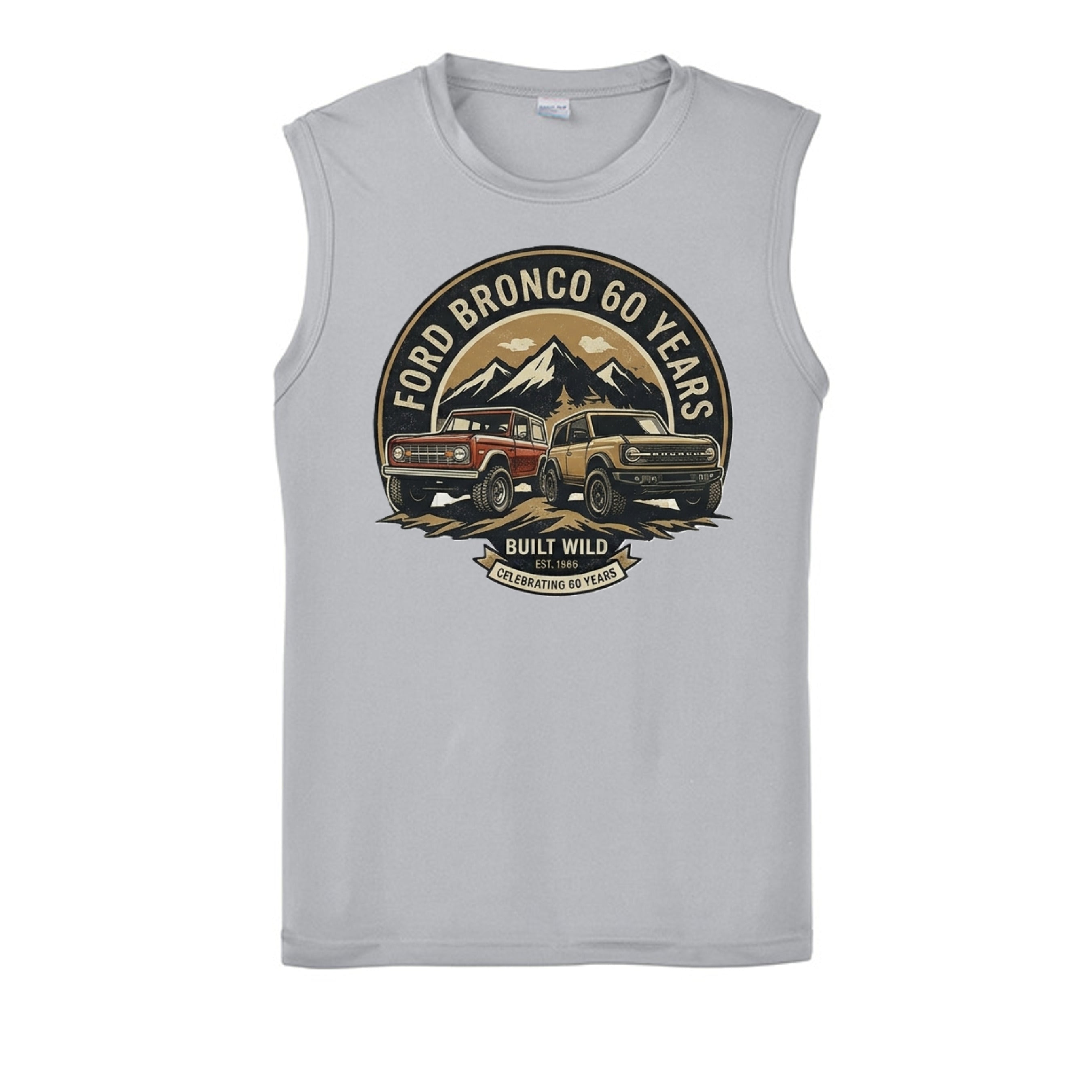 “60 Years Built Wild” Bronco Tank – OG to 6G Legacy Edition Silver Tank top