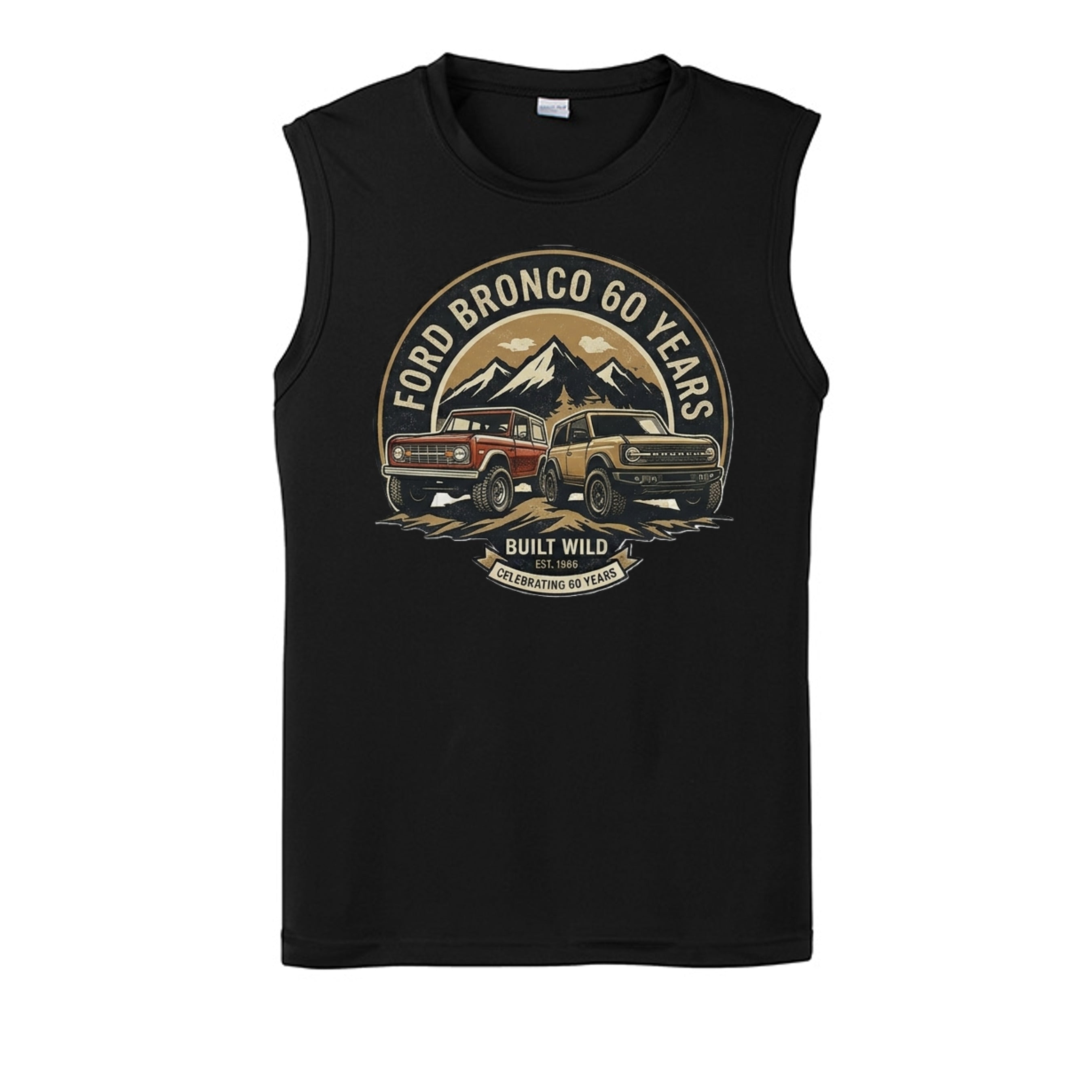 “60 Years Built Wild” Bronco Tank – OG to 6G Legacy Edition Black Tank top