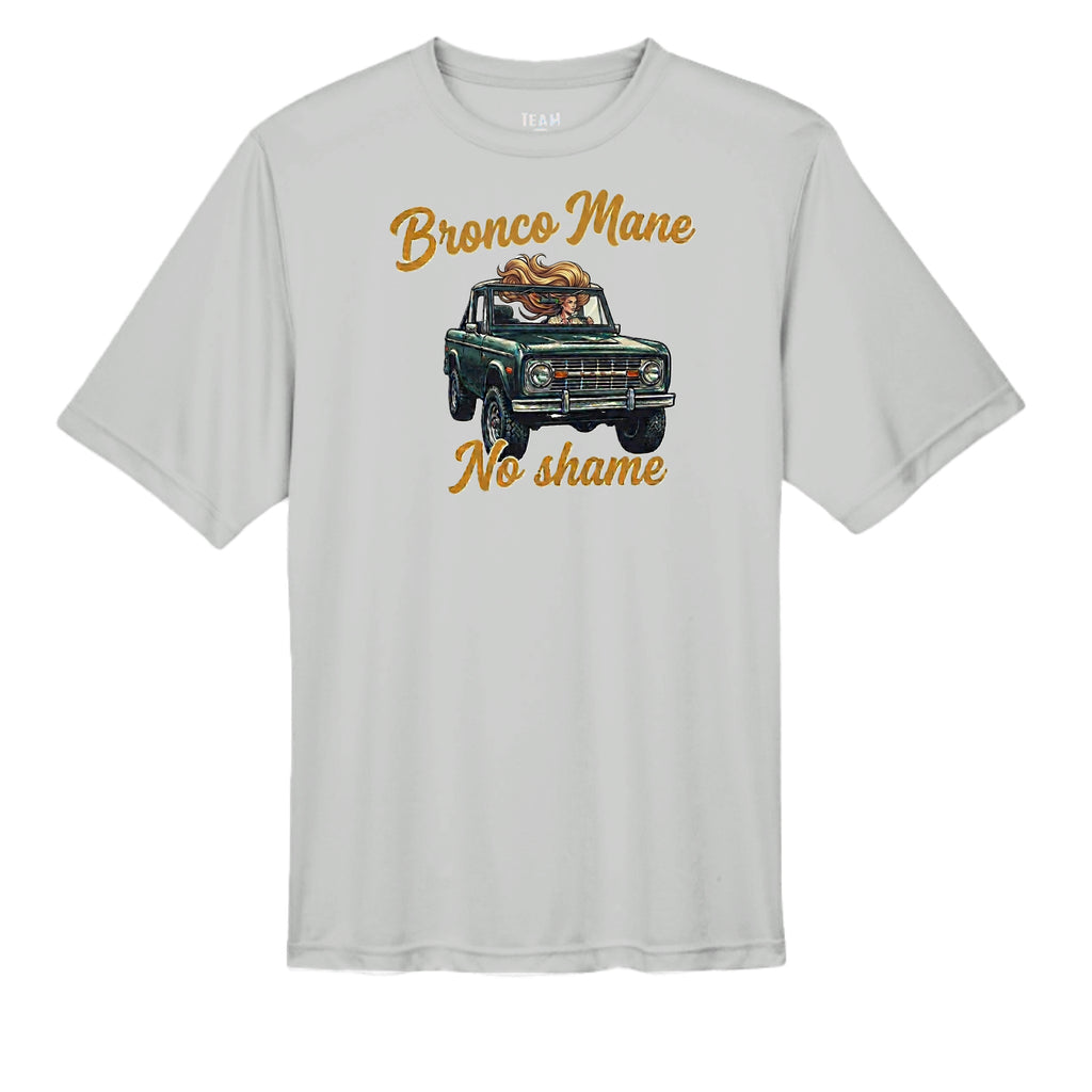 Bronco Mane, No Shame T-Shirt – MOISTURE WICKING tee T-Shirt