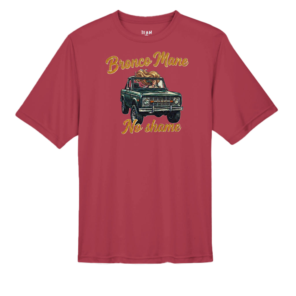 Bronco Mane, No Shame T-Shirt – MOISTURE WICKING tee T-Shirt