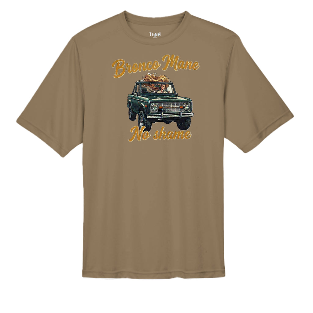 Bronco Mane, No Shame T-Shirt – MOISTURE WICKING tee T-Shirt