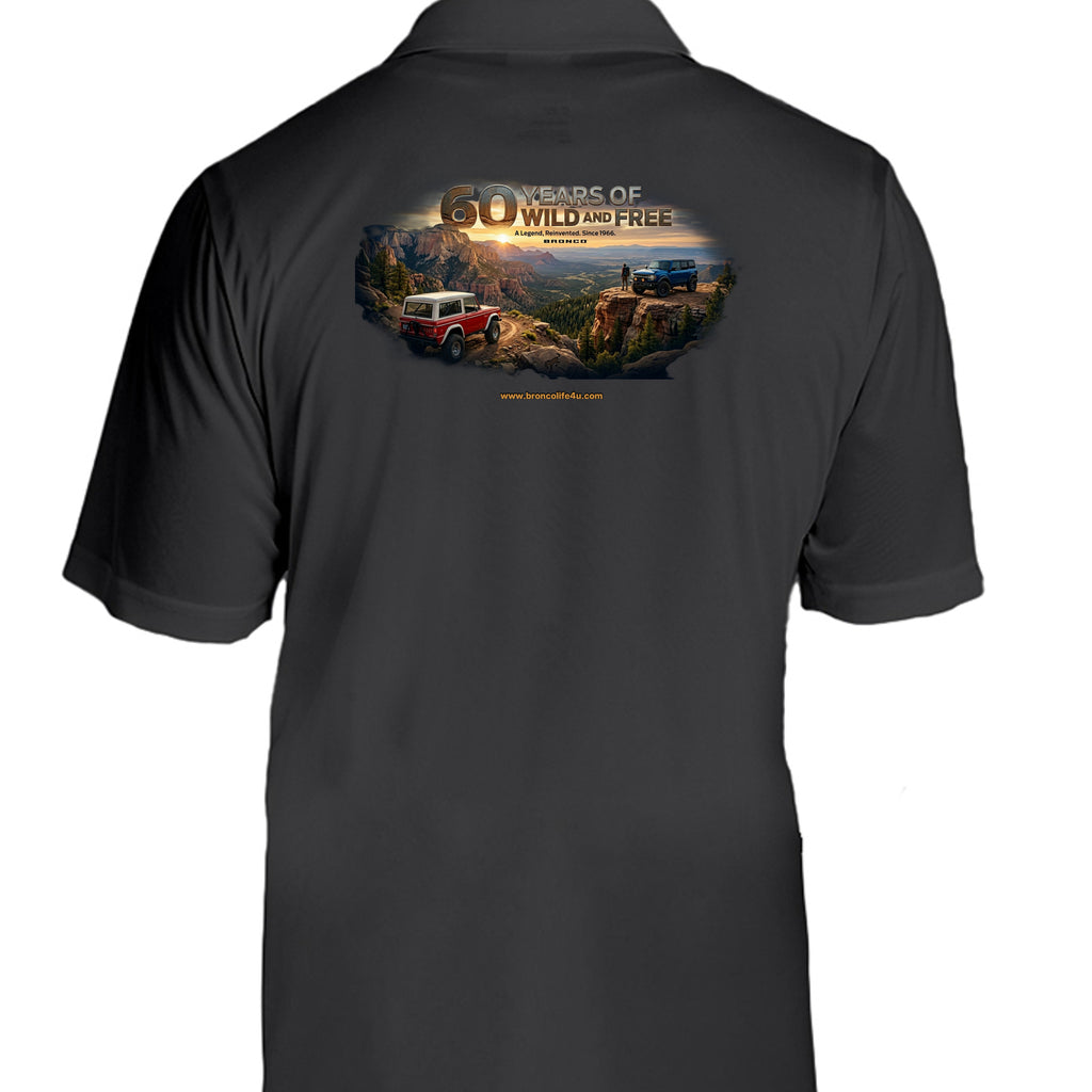 “60 Years Wild & Free” Moisture wicking polo wicking polo