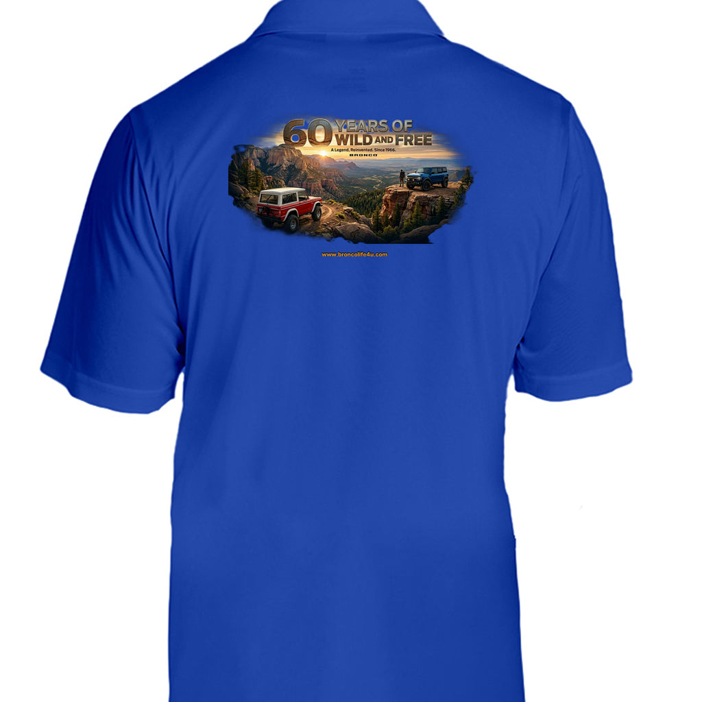 “60 Years Wild & Free” Moisture wicking polo wicking polo