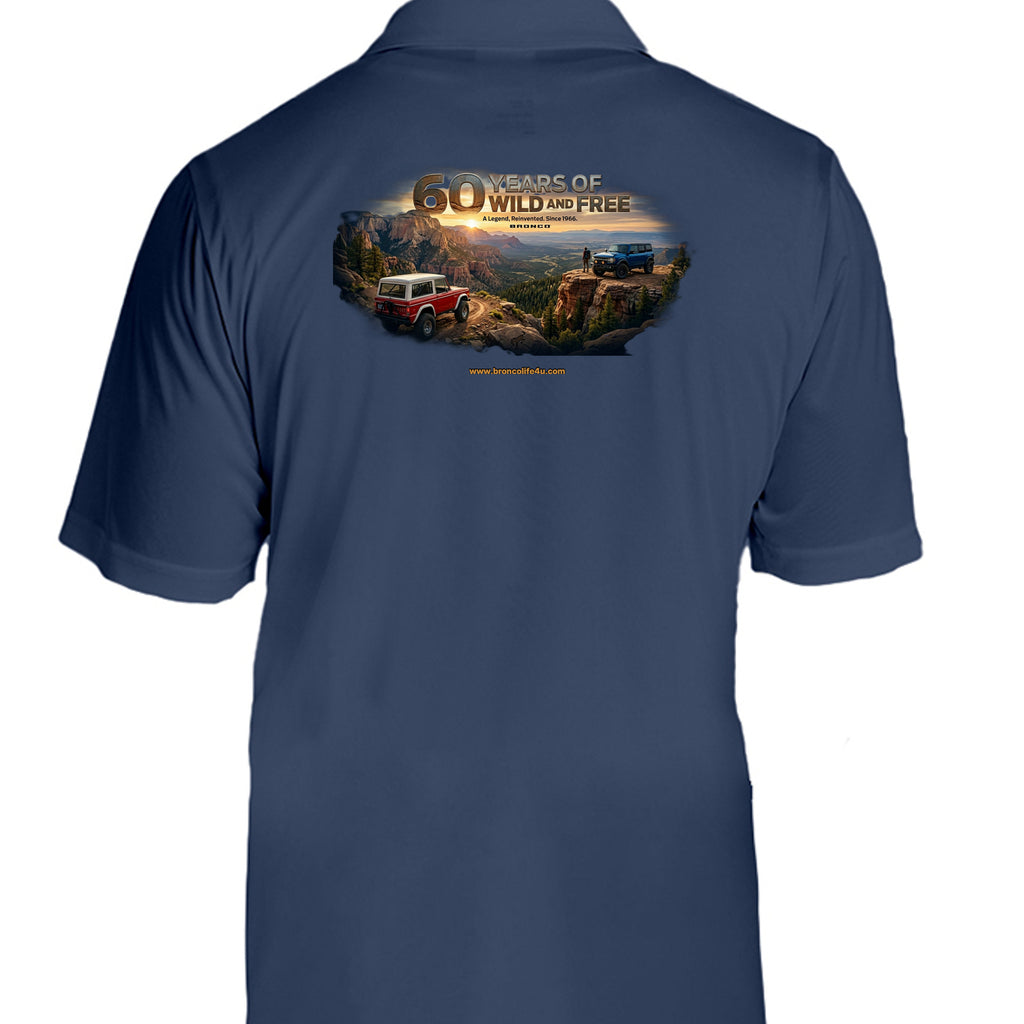 “60 Years Wild & Free” Moisture wicking polo wicking polo
