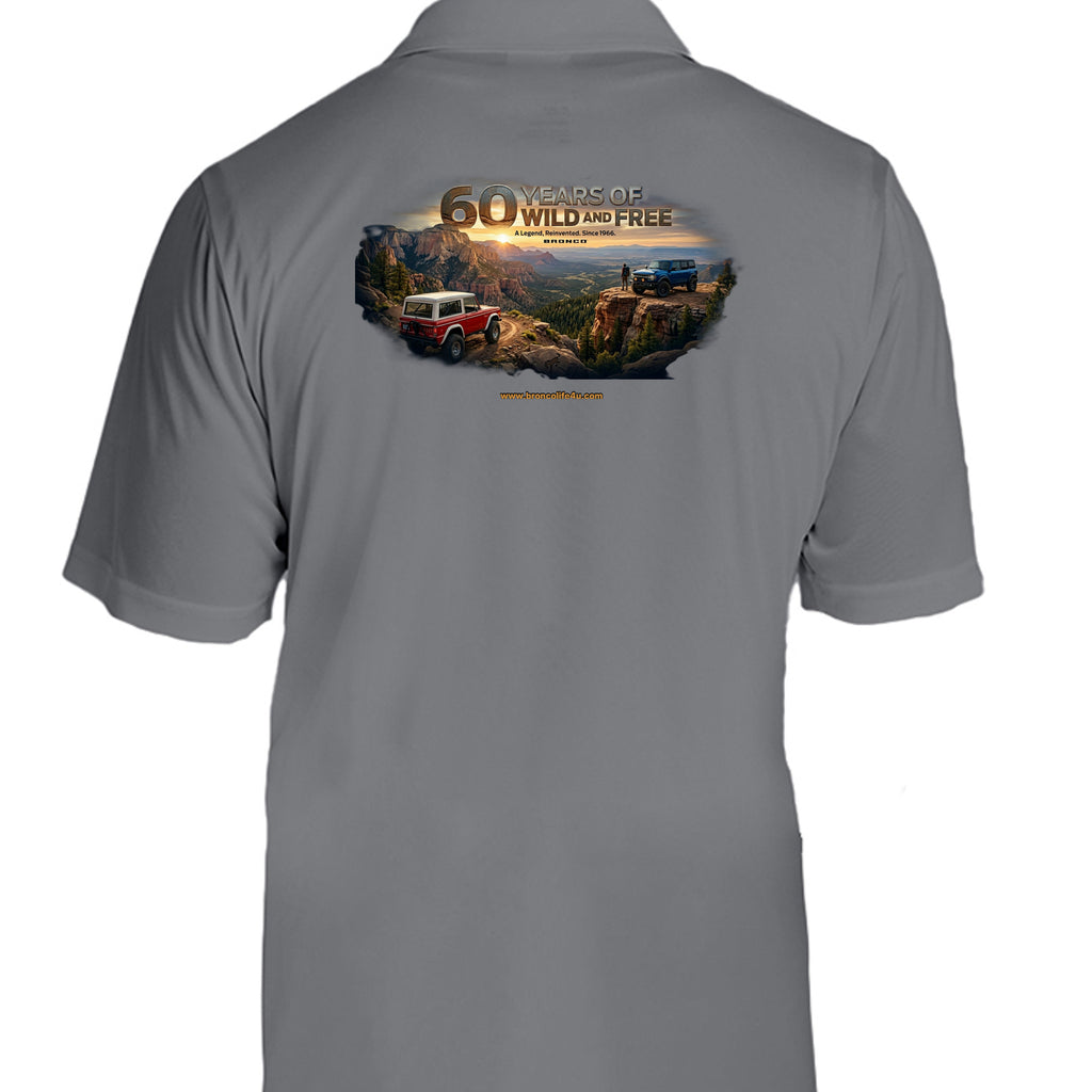 “60 Years Wild & Free” Moisture wicking polo wicking polo
