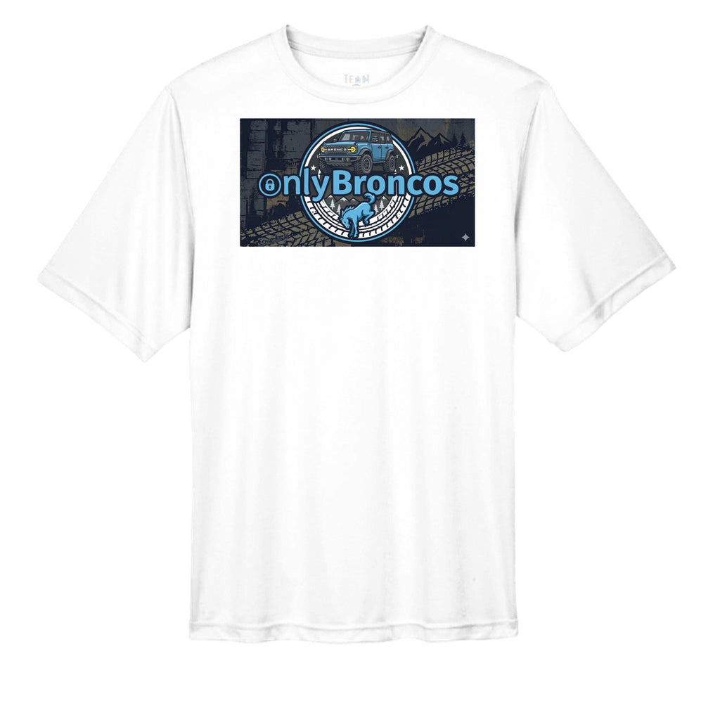 “Only Broncos” Performance Tee – No Subscriptions, Just Trails wicking tee