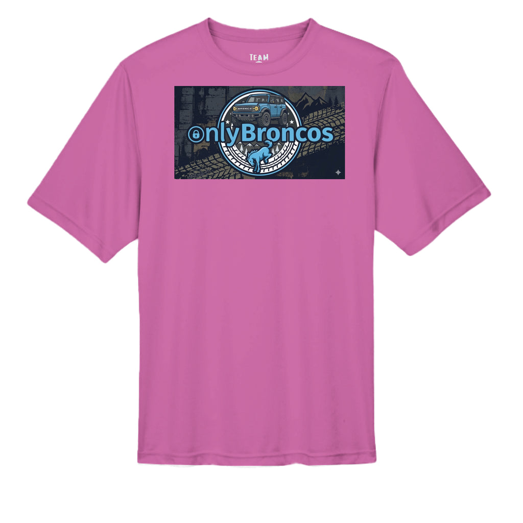 “Only Broncos” Performance Tee – No Subscriptions, Just Trails wicking tee