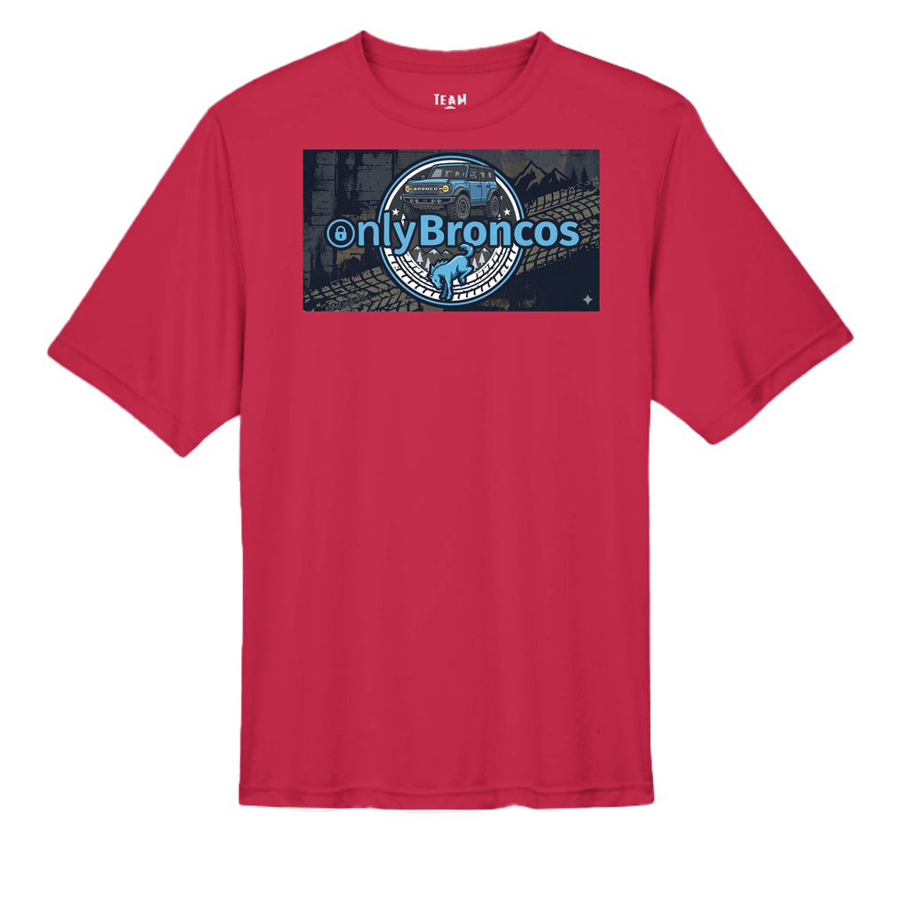 “Only Broncos” Performance Tee – No Subscriptions, Just Trails wicking tee