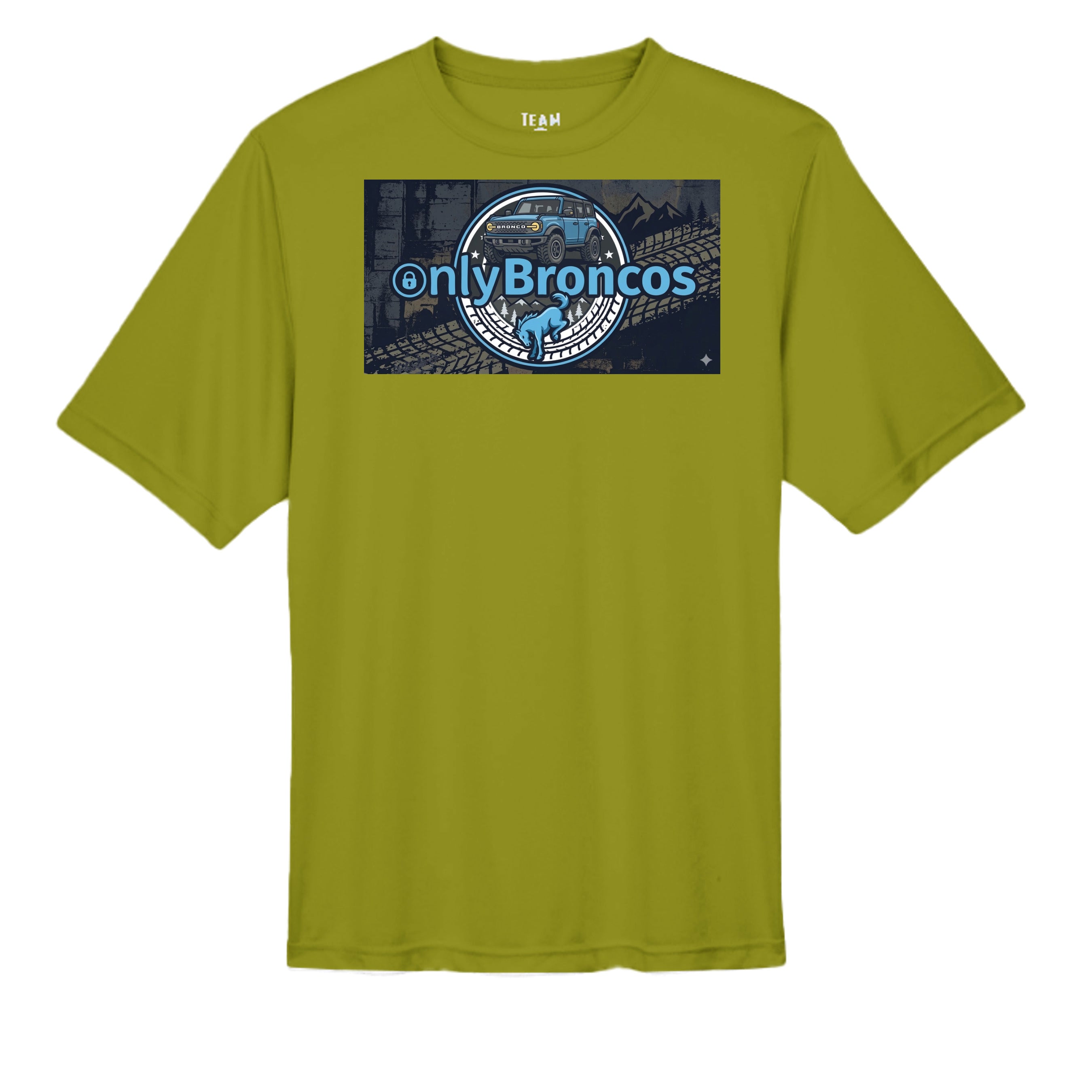 “Only Broncos” Performance Tee – No Subscriptions, Just Trails wicking tee