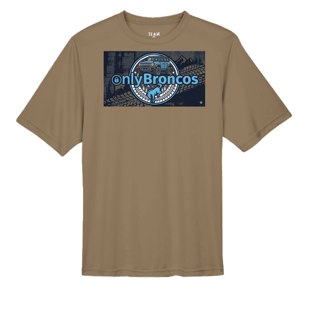 “Only Broncos” Performance Tee – No Subscriptions, Just Trails wicking tee