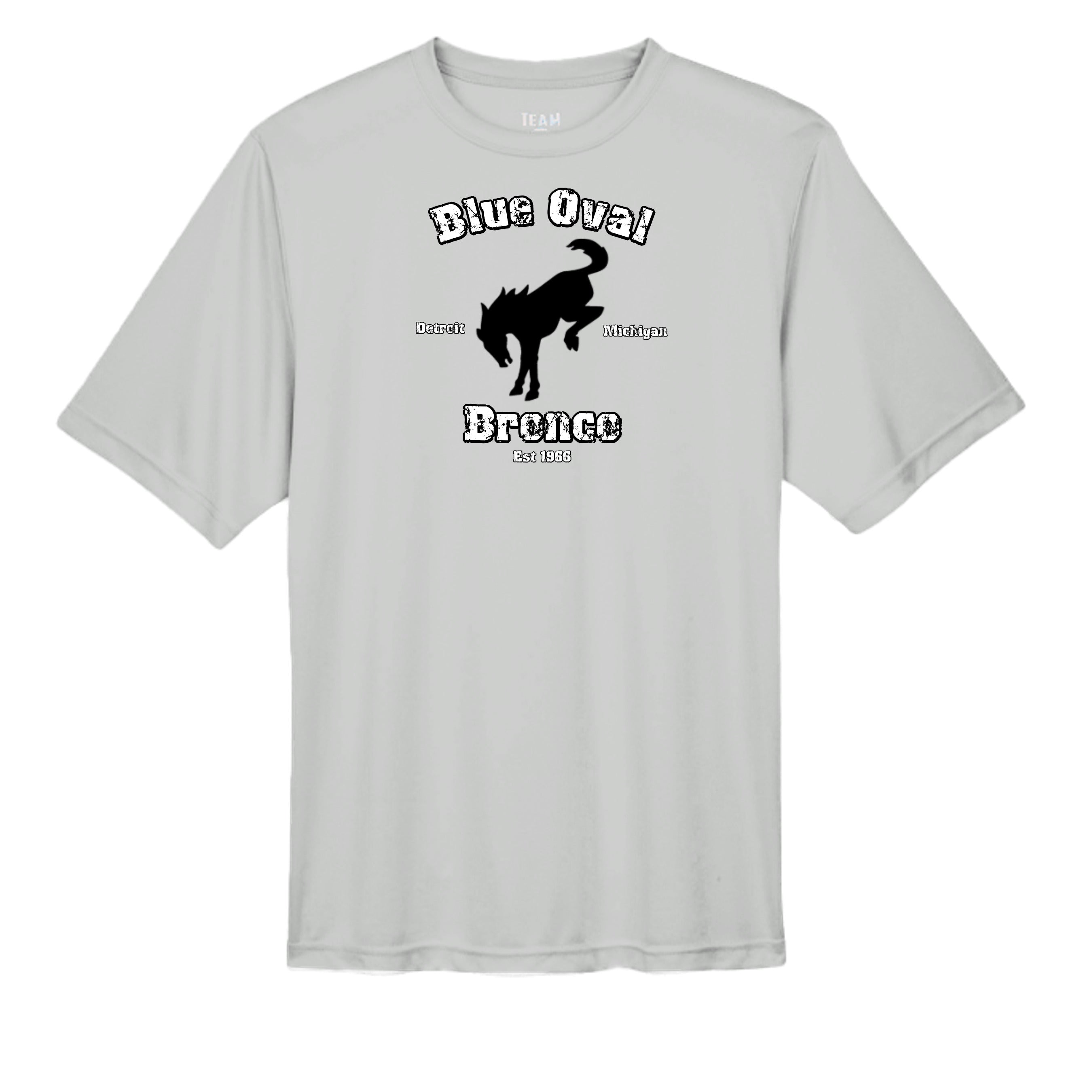 “Blue Oval Legacy” Bronco Performance Tee – Est. 1966 Detroit Edition wicking tee