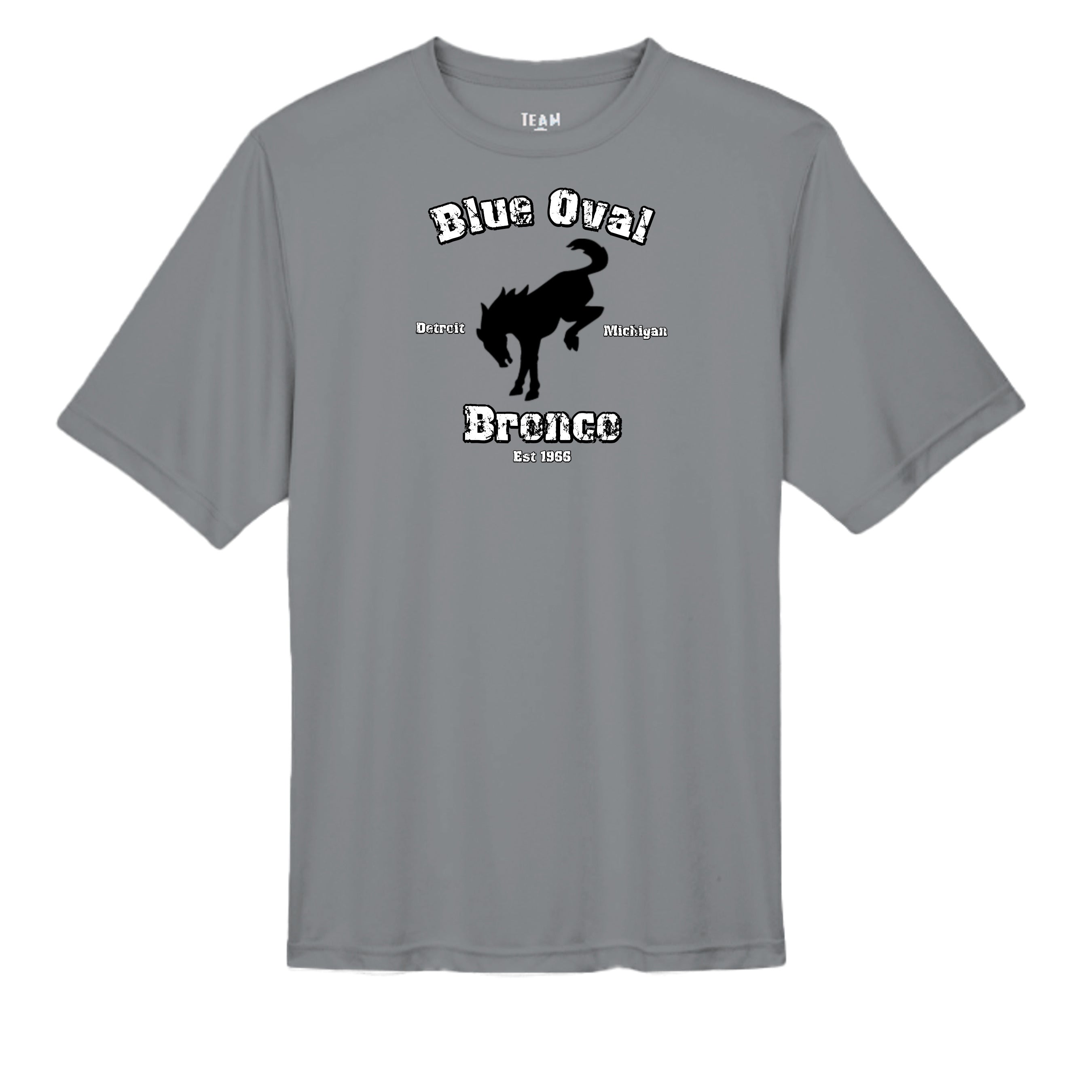 “Blue Oval Legacy” Bronco Performance Tee – Est. 1966 Detroit Edition wicking tee