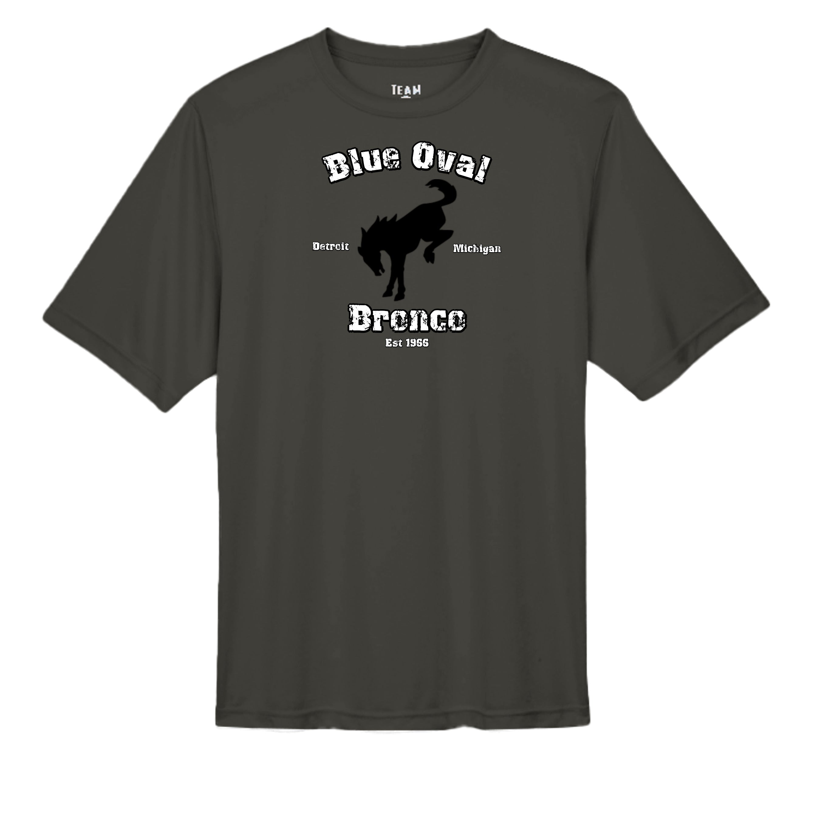 “Blue Oval Legacy” Bronco Performance Tee – Est. 1966 Detroit Edition wicking tee
