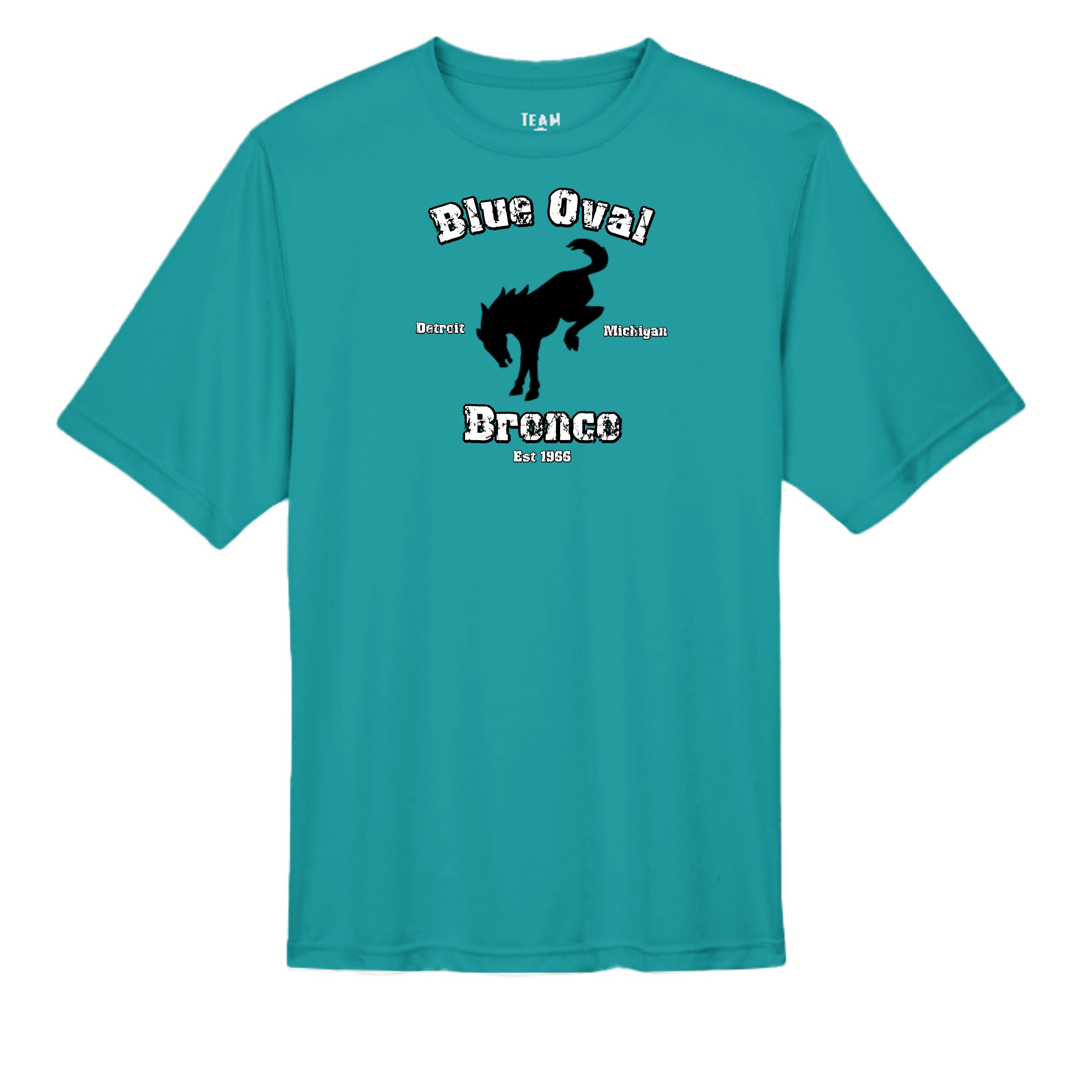 “Blue Oval Legacy” Bronco Performance Tee – Est. 1966 Detroit Edition wicking tee