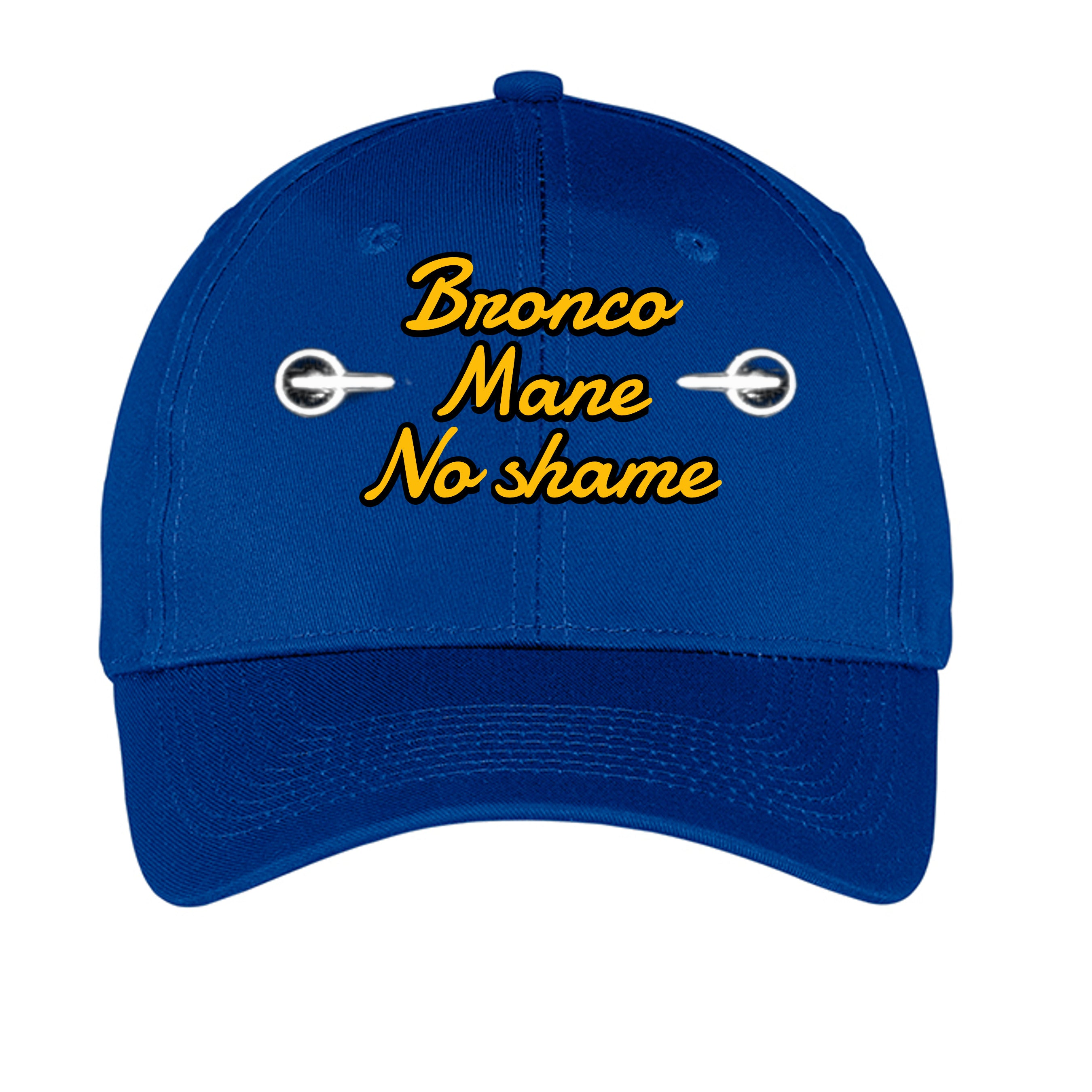 Bronco Mane No Shame Low-Profile Baseball Cap – Ford Bronco Lifestyle Hat Royal ONE SIZE Hats