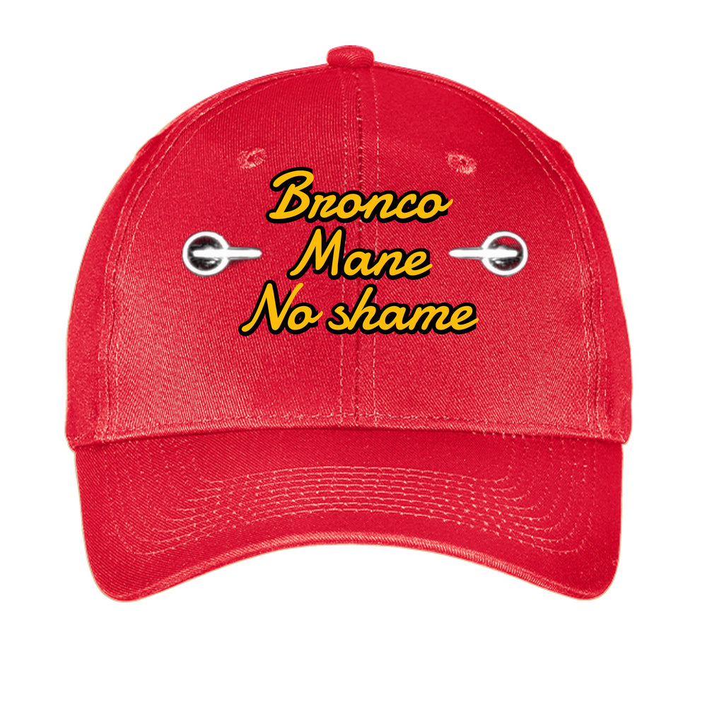 Bronco Mane No Shame Low-Profile Baseball Cap – Ford Bronco Lifestyle Hat True Red ONE SIZE Hats