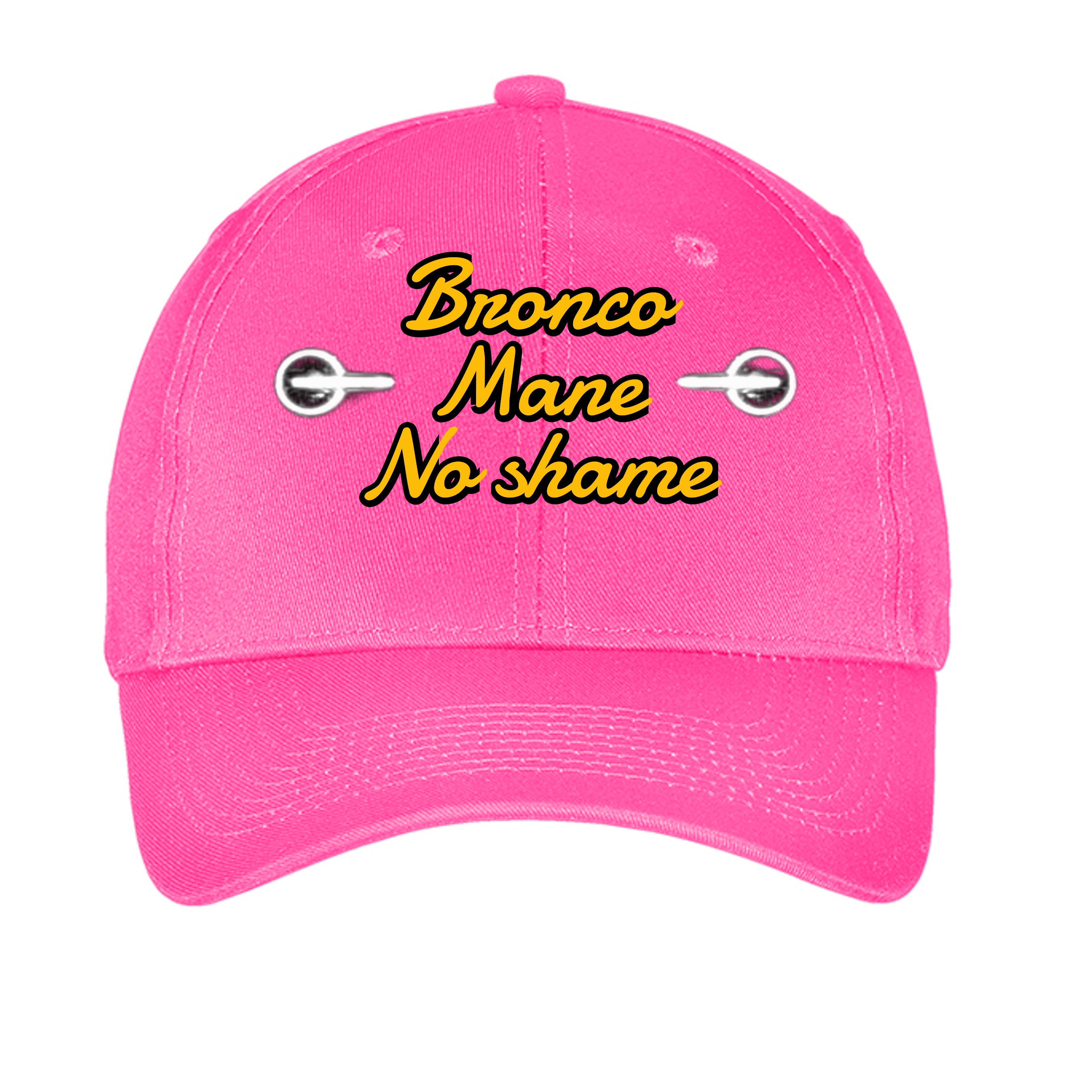 Bronco Mane No Shame Low-Profile Baseball Cap – Ford Bronco Lifestyle Hat Neon Pink ONE SIZE Hats