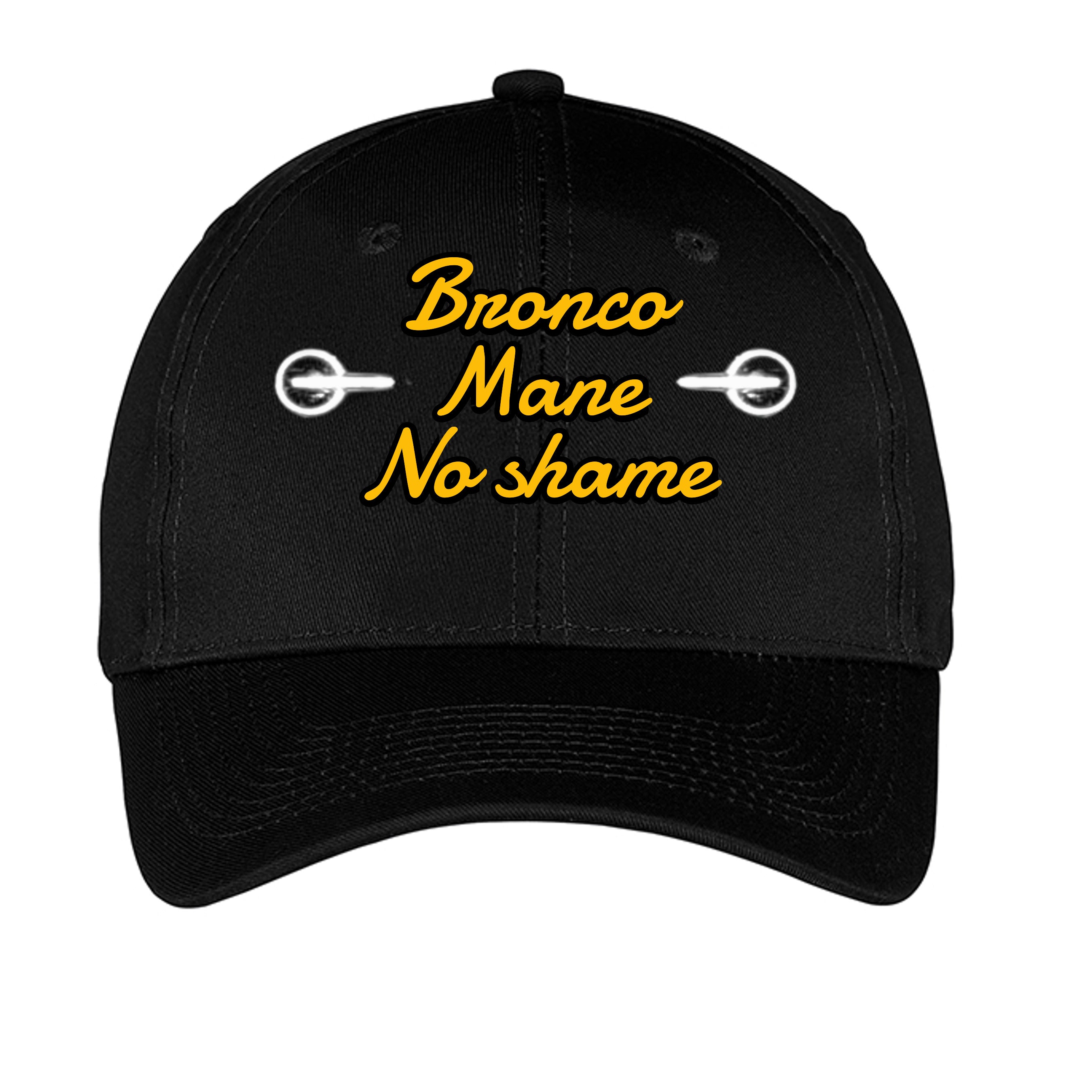 Bronco Mane No Shame Low-Profile Baseball Cap – Ford Bronco Lifestyle Hat Black ONE SIZE Hats