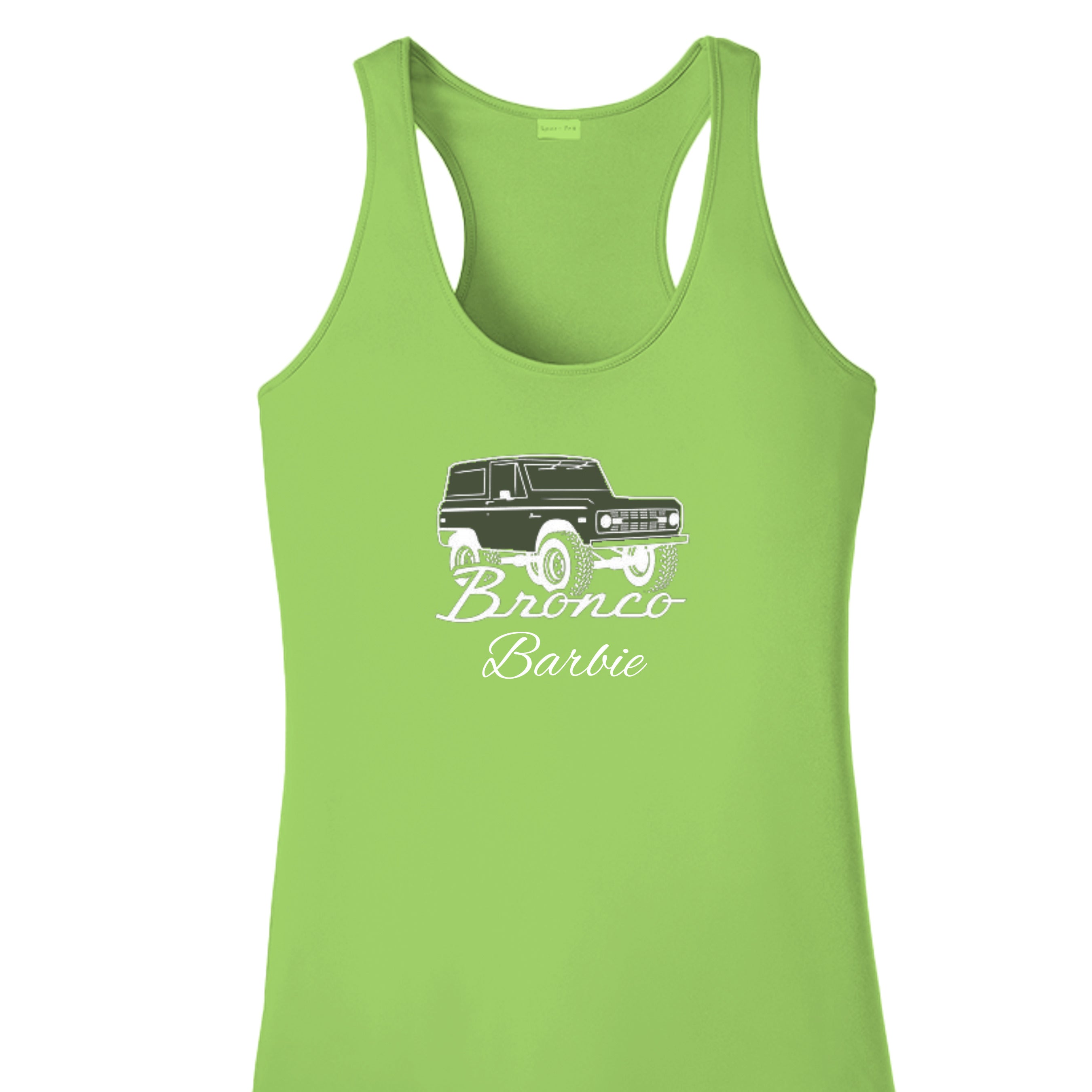 “Bronco Barbie” Tank – Vintage Bronco, Modern Attitude Lime Shock Tank top