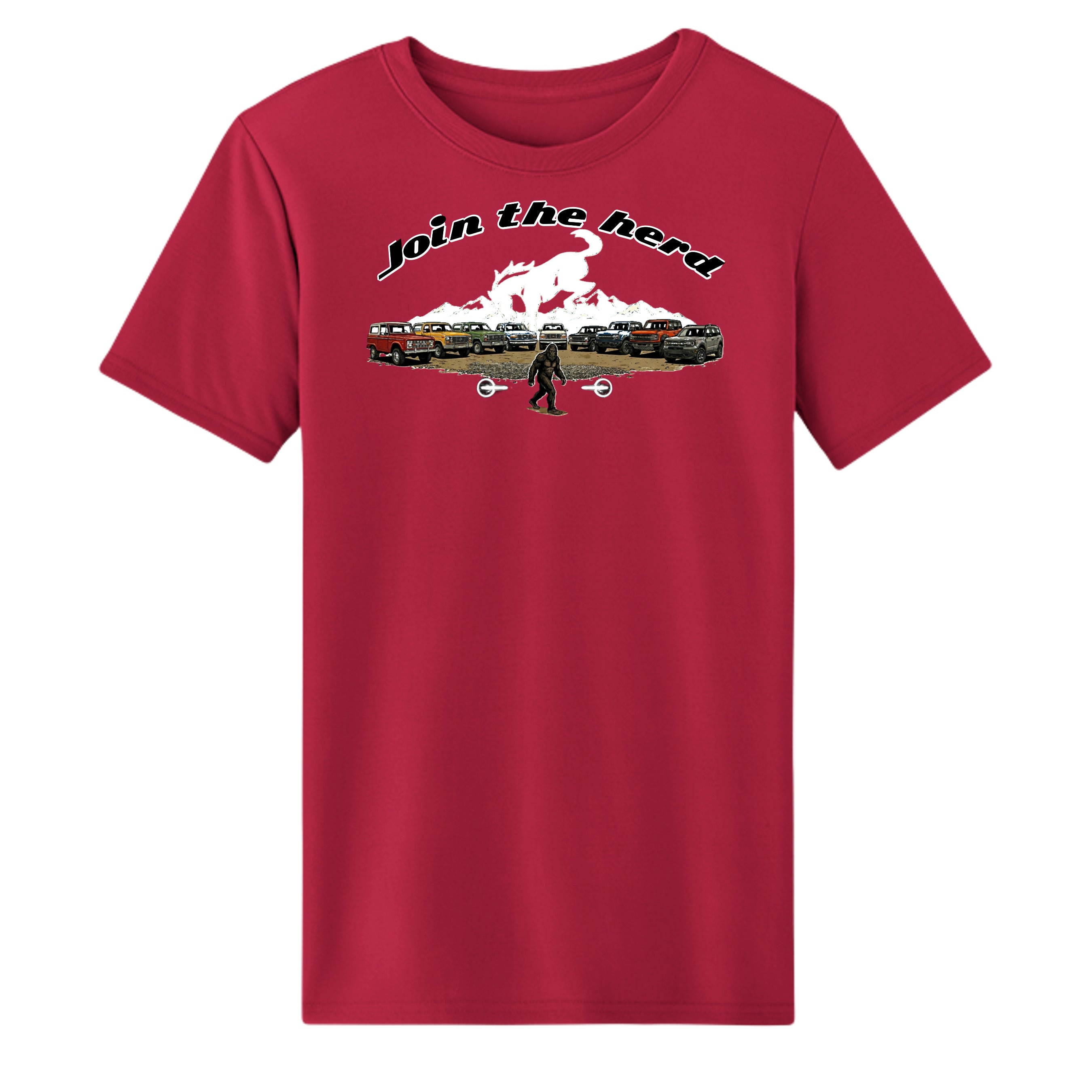 “Join the Herd” Bronco Moisture Wicking Tee Classic Red wicking tee